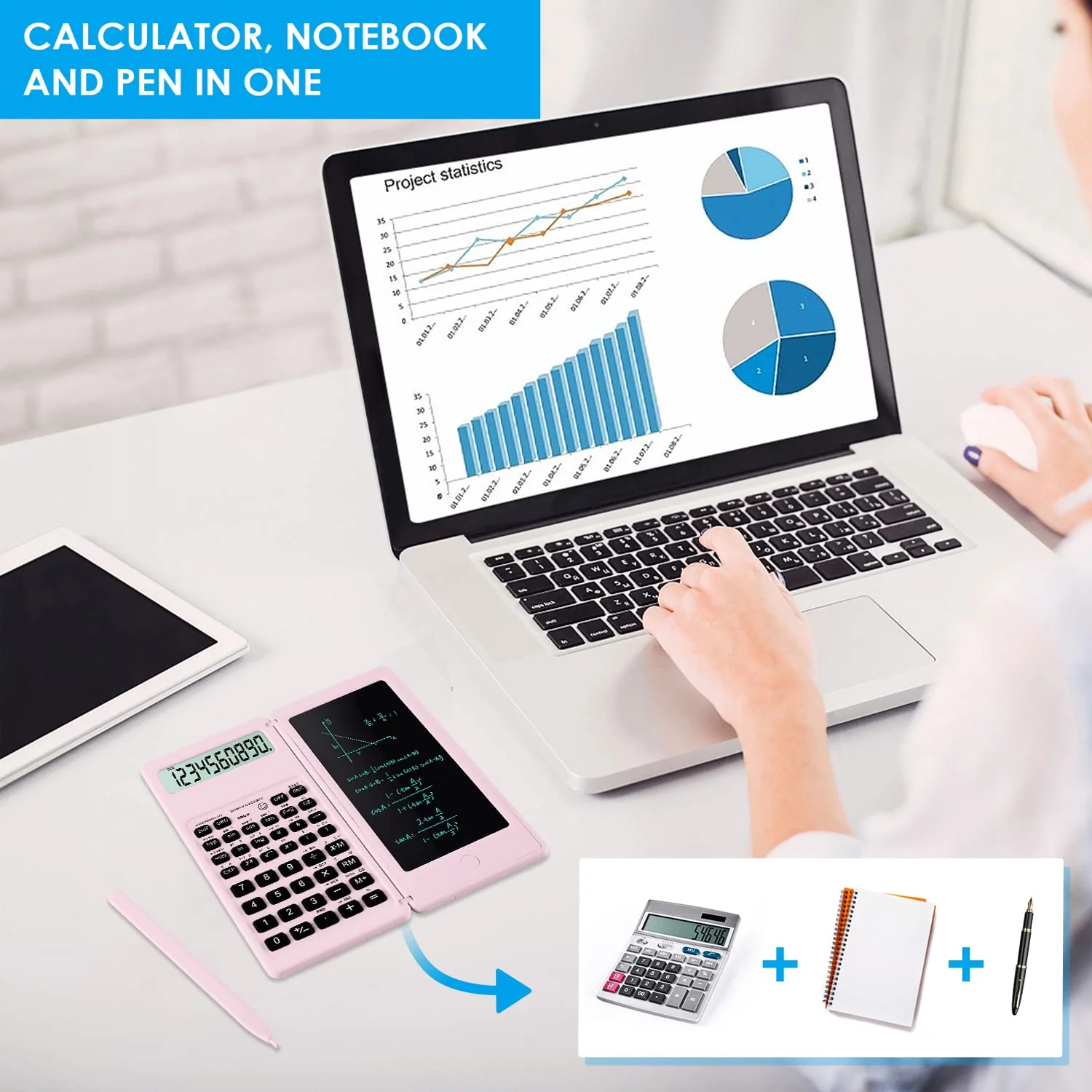 Scientific Calculators for Students, 10-Digit Large Screen, Math Calculator with Notepad, Classroom Must Haves for Middle High School Supplies & College (Pink Pink - Image 2