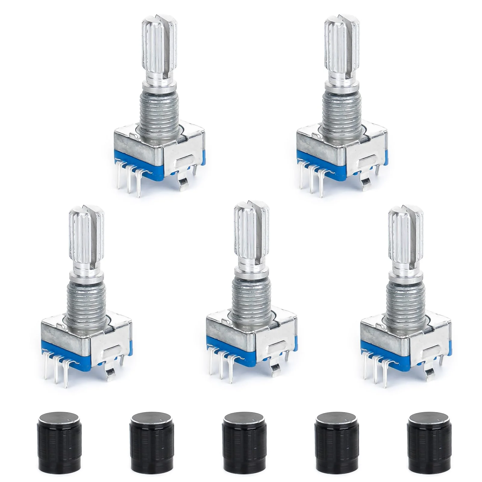 SCOOYUCK 5 pieces rotary encoder EC11 5 pin encoder module, 360 degree rotation angle sensor with push button 1