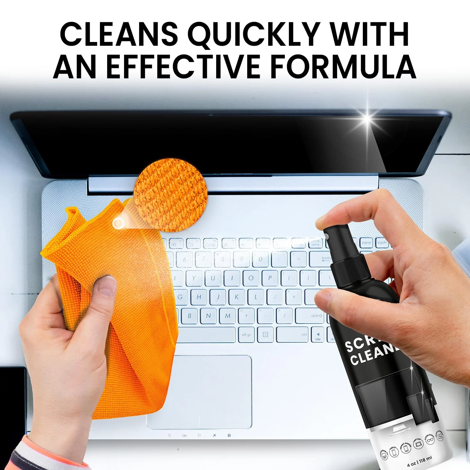 Screen Cleaner Spray - TV screen cleaner spray and Microfiber cloth kit, Computer Screen Cleaner & Car Screen Cleaner for TV, Monitor, Laptop, MacBook, iPad, iPhone and Electronic Devices - 8oz(4ozx2) - Image 5