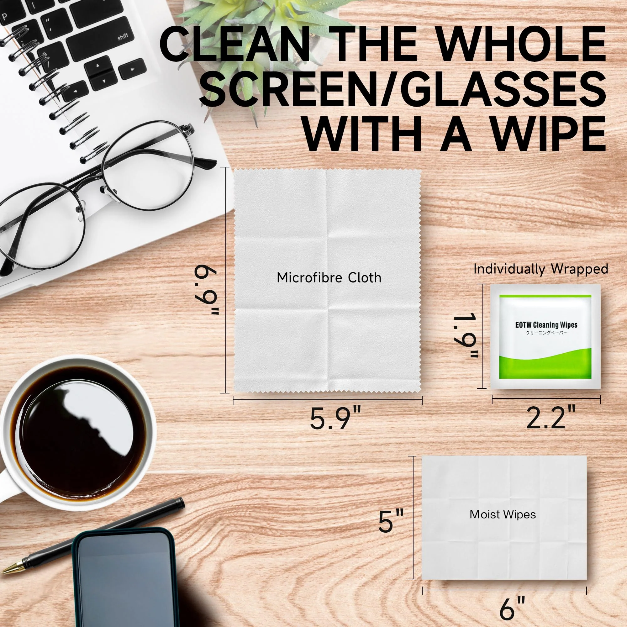Screen Wipes Individually Wrapped, EOTW Lens Wipes for Eyeglasses Pre-moistened Computer Phone Glasses Cleaning Wipes for iPhone iPad Tablet PC Computer LED Screen, Pack of 120 120 Count (Pack of 1) - Image 7