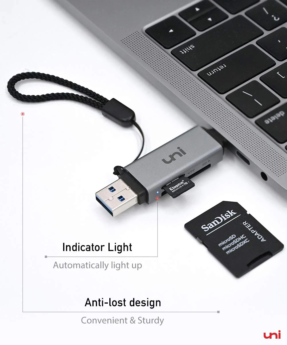 SD Card Reader, uni USB C Memory Card Reader Adapter USB 3.0, Supports SD/Micro SD/SDHC/SDXC/MMC, Compatible for MacBook Pro, MacBook Air, iPad Pro 2018, Galaxy S20, Huawei Mate 30, and More - Image 2