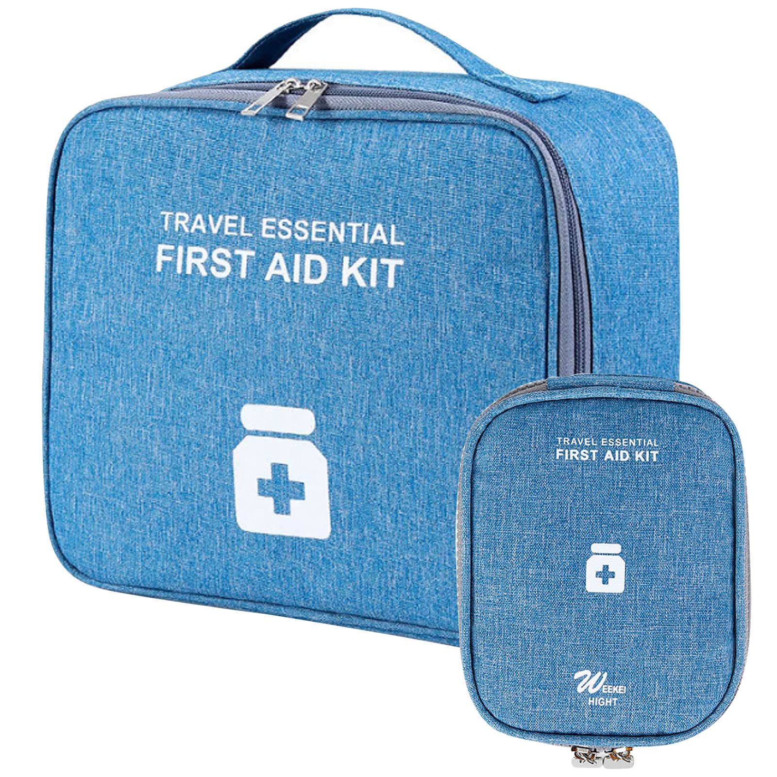 Seasboes Pack of 2 Medicine Bag, Large Capacity Emergency Bag, Medicine Bag, Empty First Aid Bag, Waterproof Medicine Storage Bag for Home, Travel, Office (Large + Small), sky blue, Casual