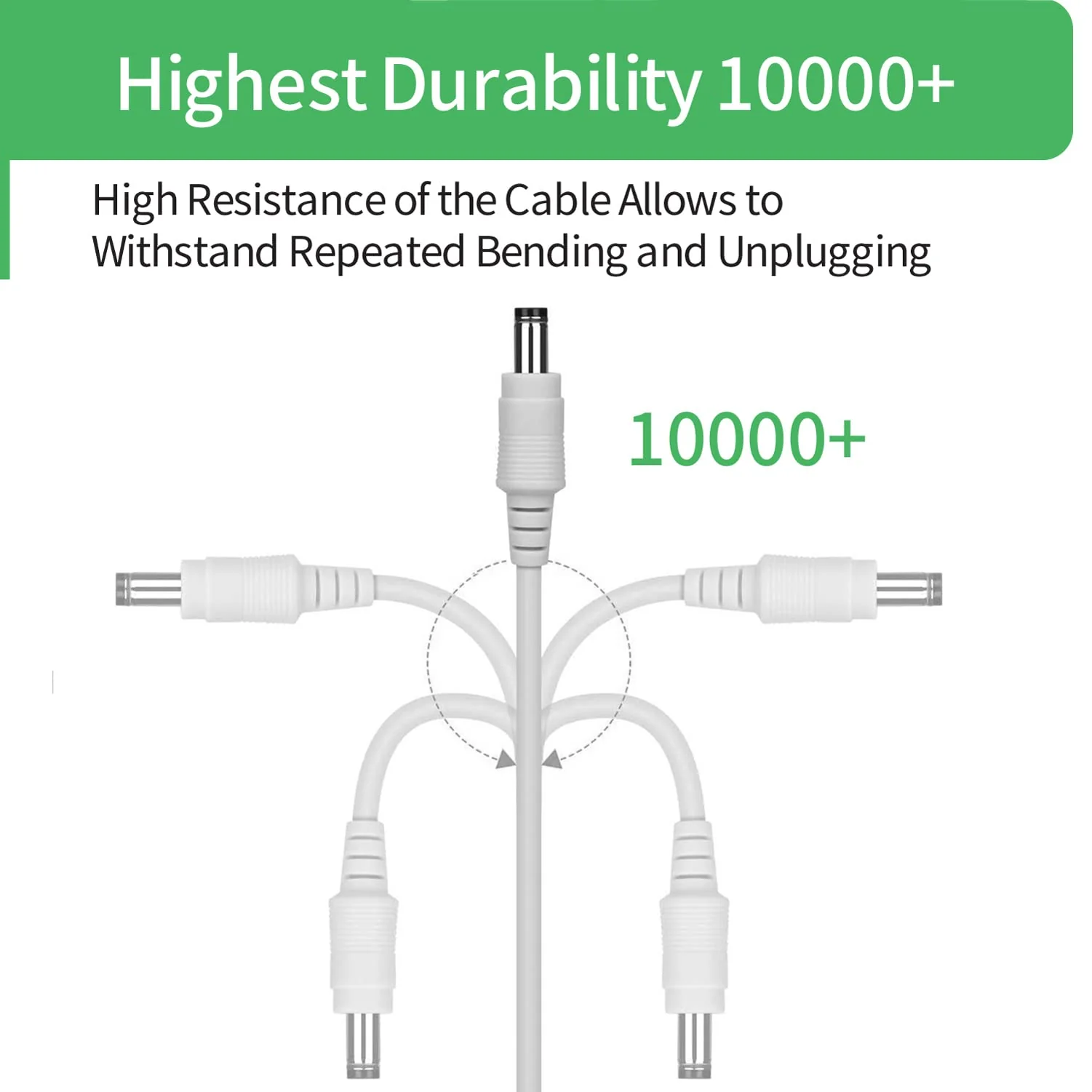 Security-01 6.6FT 2M DC Power Extension Cable 5.5mm x 2.1mm,for CCTV Camera IP WiFi Camera,DVR,LED Strip,DC Power Supply Adapter Extender Cable,White (Pack of 2) 2x 6.6FT - Image 5