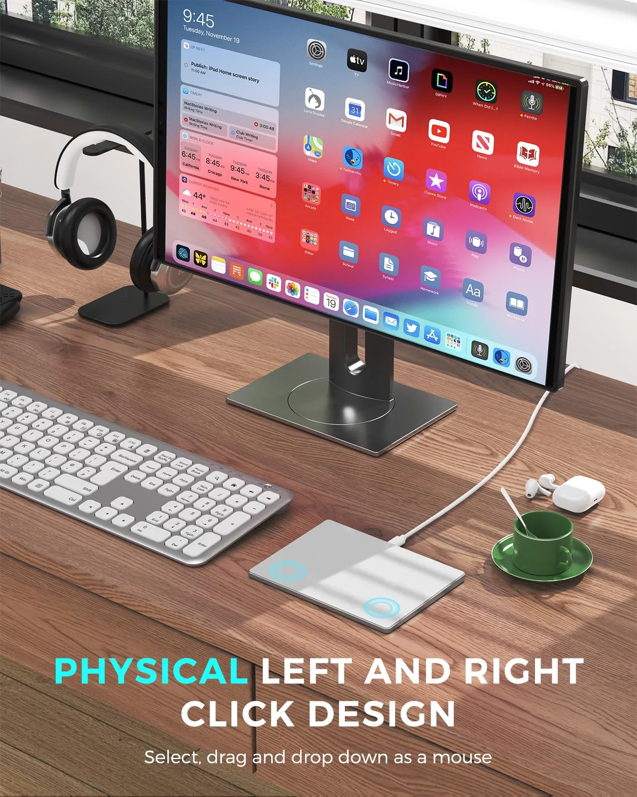 seenda Multi-Touch Trackpad, Tempered Glass Surface with High Precision Navigation, Ultra Slim Aluminum USB Wired Touchpad Mouse for Windows 10/11 Desktop/Laptop/Notebook Computer PC Silver - Image 2