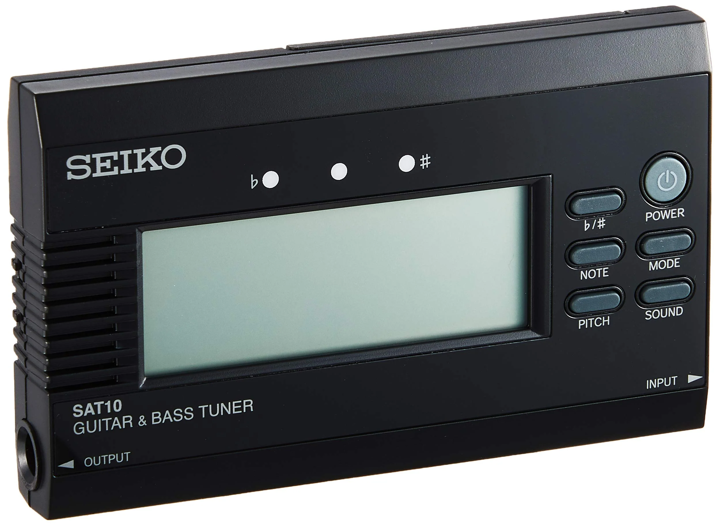 Seiko SAT10BE Stunning Guitar/Bass Tuner with Flat Tuning Function-Black Black