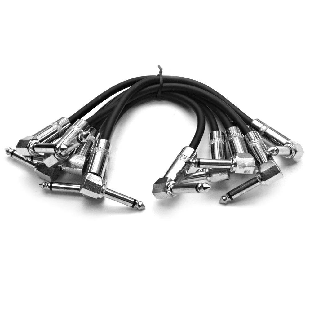 Seismic Audio - SAGPC6-6 - 6 Pack Pedal Board Pro Effects Cables 1/4" Patch Cables Right Angle