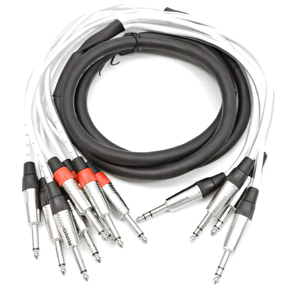 Seismic Audio - SAST-4-8-7 - 4 Channel 1/4" TRS Insert Snake Cable to 8 1/4" TS - 7 Feet 7 Foot - 4 TRS x 8 TS