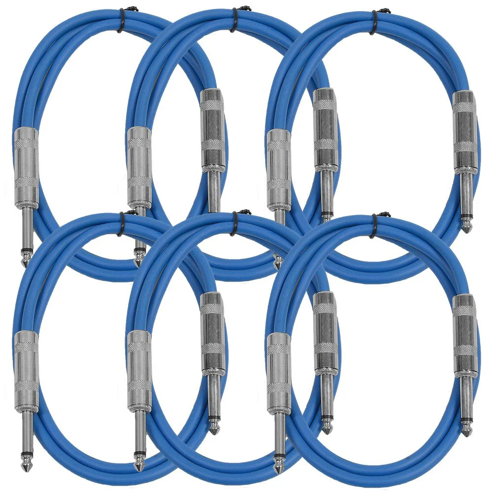 Seismic Audio Speakers Guitar Cables, TS ¼” Guitar Cables, Blue, 3 Feet 3 Foot
