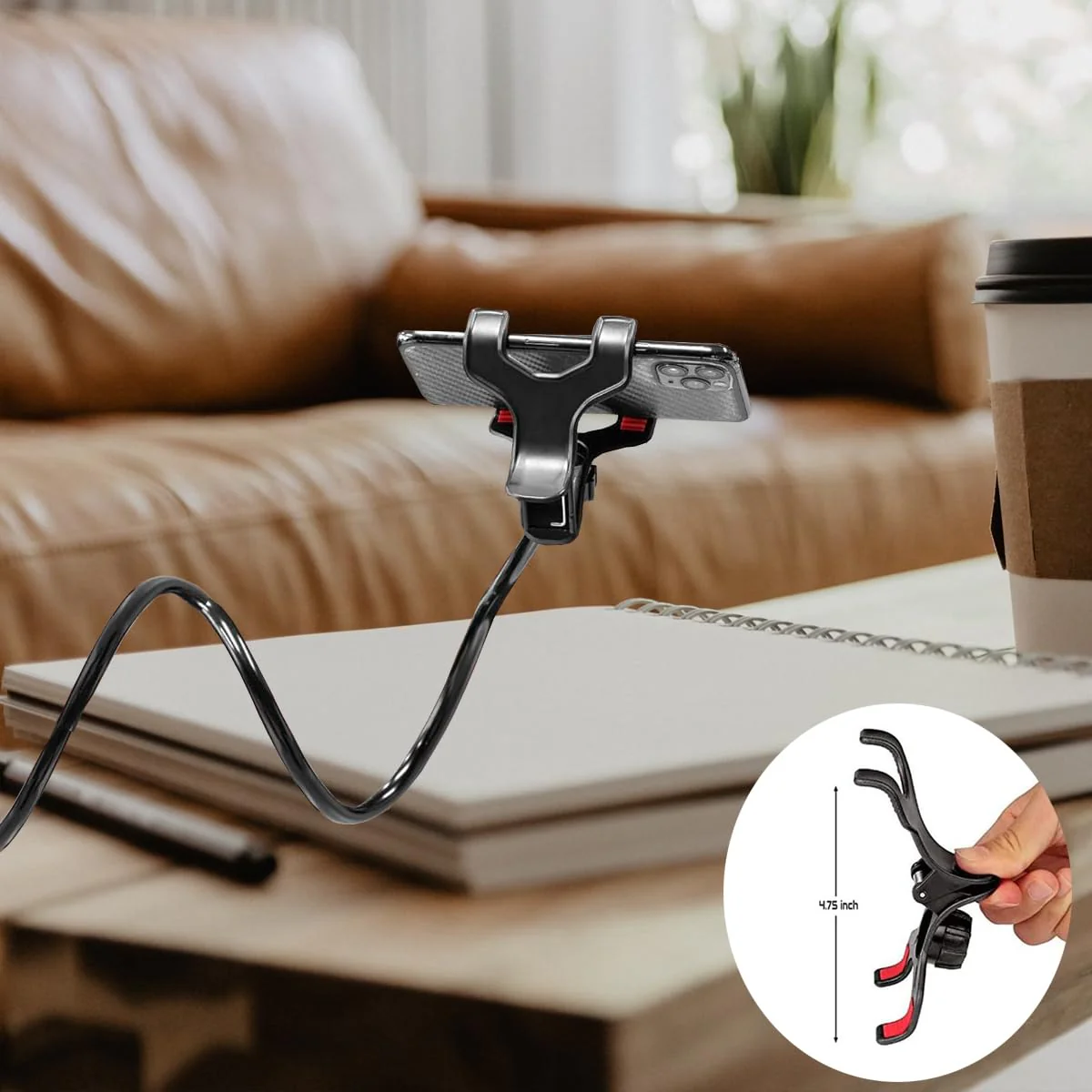 Selfdee Phone Holder for Bed, Gooseneck Clip Adjustable Phone Stand - Universal 360 Flexible Mount for Bedside headboard Lazy Long Arm Clamp Bracket (Style 1) - Image 3