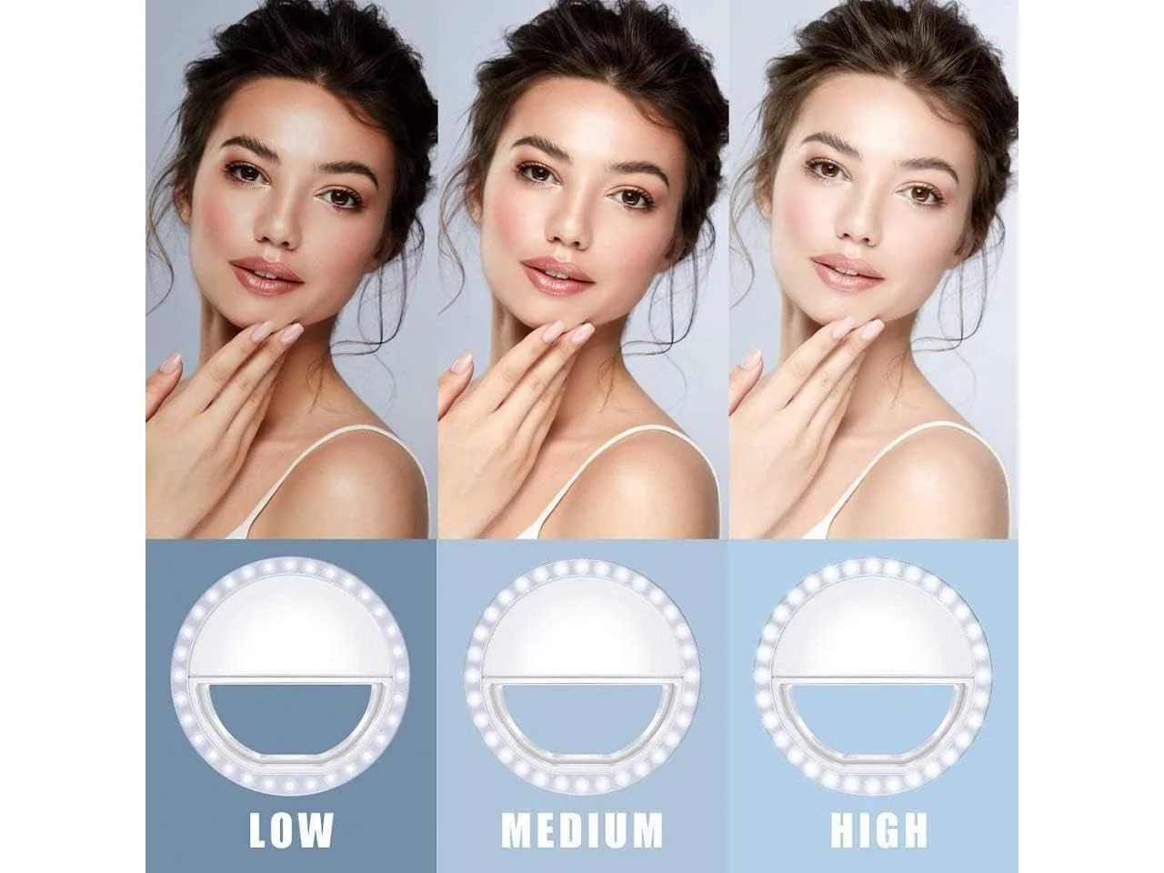 Selfie Ring Light for iPhone, Android, Tablet - Rechargeable Ring Light | Laptop Camera Photography and Videography | 3 Adjustable Light Levels | Beauty and Influencer Clip-on Selfie Ring Light - Image 2