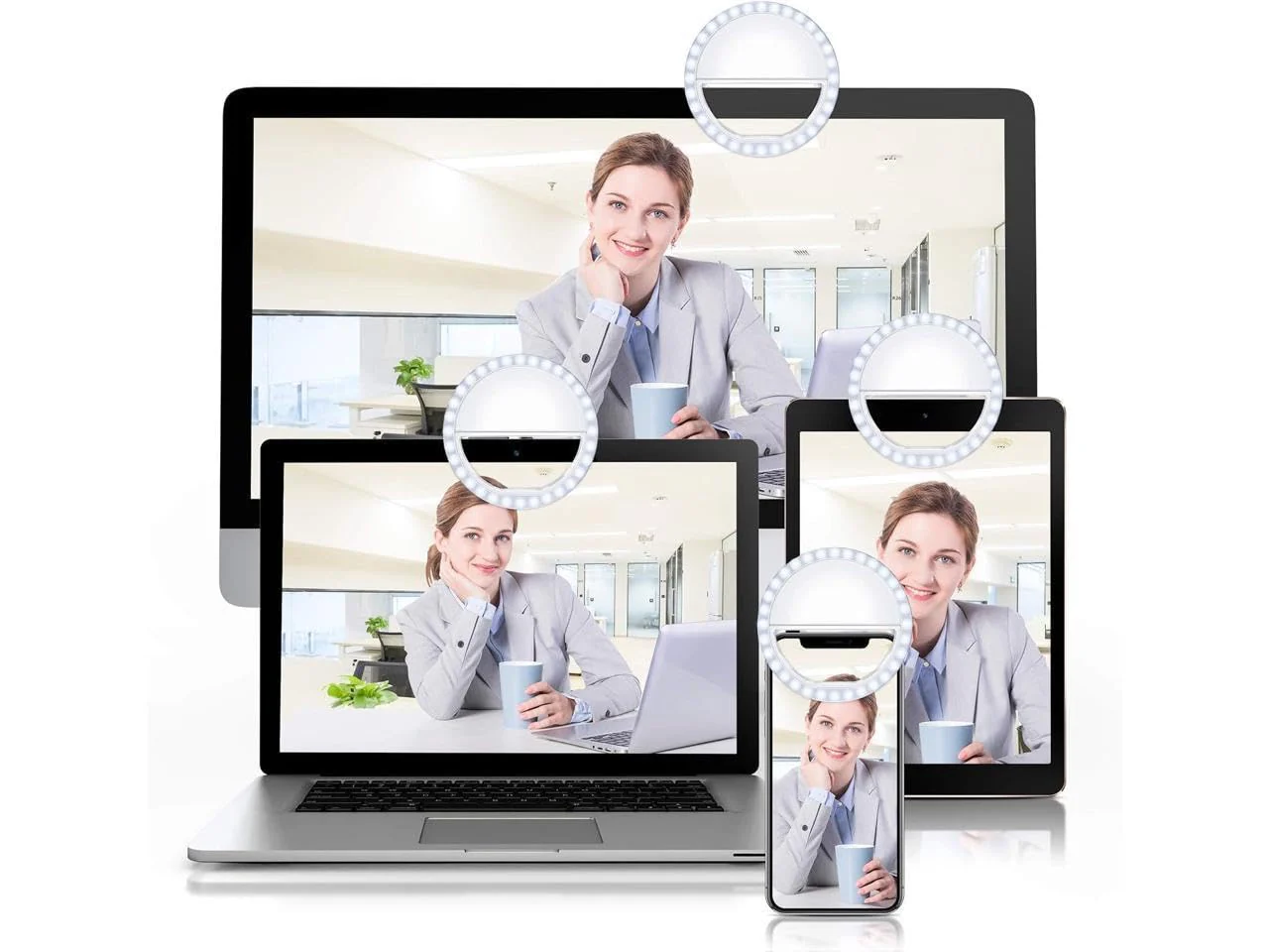 Selfie Ring Light for iPhone, Android, Tablet - Rechargeable Ring Light | Laptop Camera Photography and Videography | 3 Adjustable Light Levels | Beauty and Influencer Clip-on Selfie Ring Light - Image 6