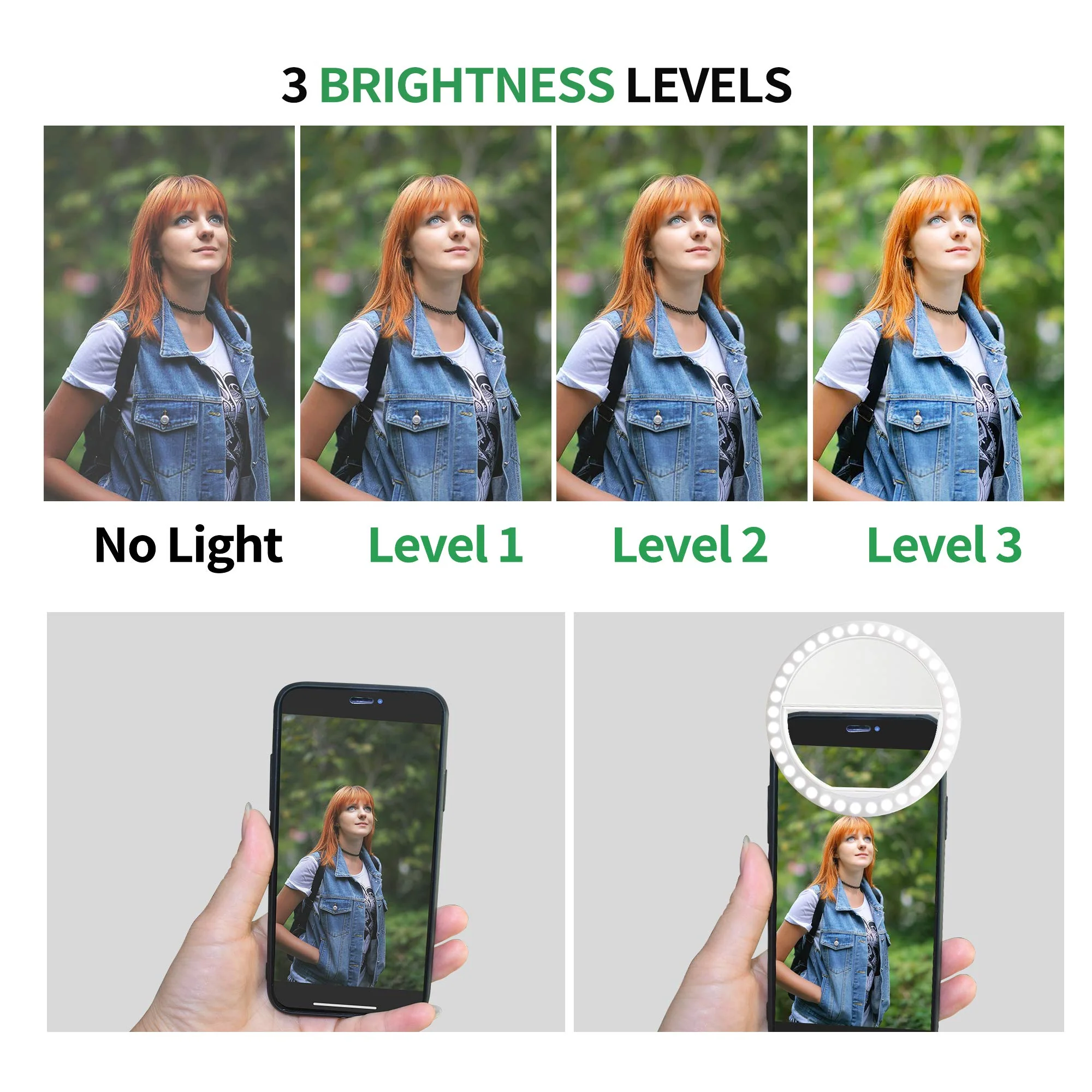 Selfie Ring Light, XINBAOHONG Rechargeable Portable Clip-on Selfie Fill Light with 36 LED for iPhone/Android Smart Phone Photography, Camera Video, Girl Makes up (White) - Image 7