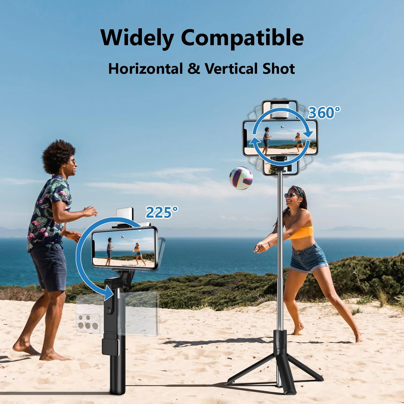 Selfie Stick, 40 in Retractable Phone Tripod with Wireless Remote Control & Light, Portable Selfie Stick Tripod for Photograph, Live Streaming, Video Recording, Compatible with All Cellphones Black - Image 3
