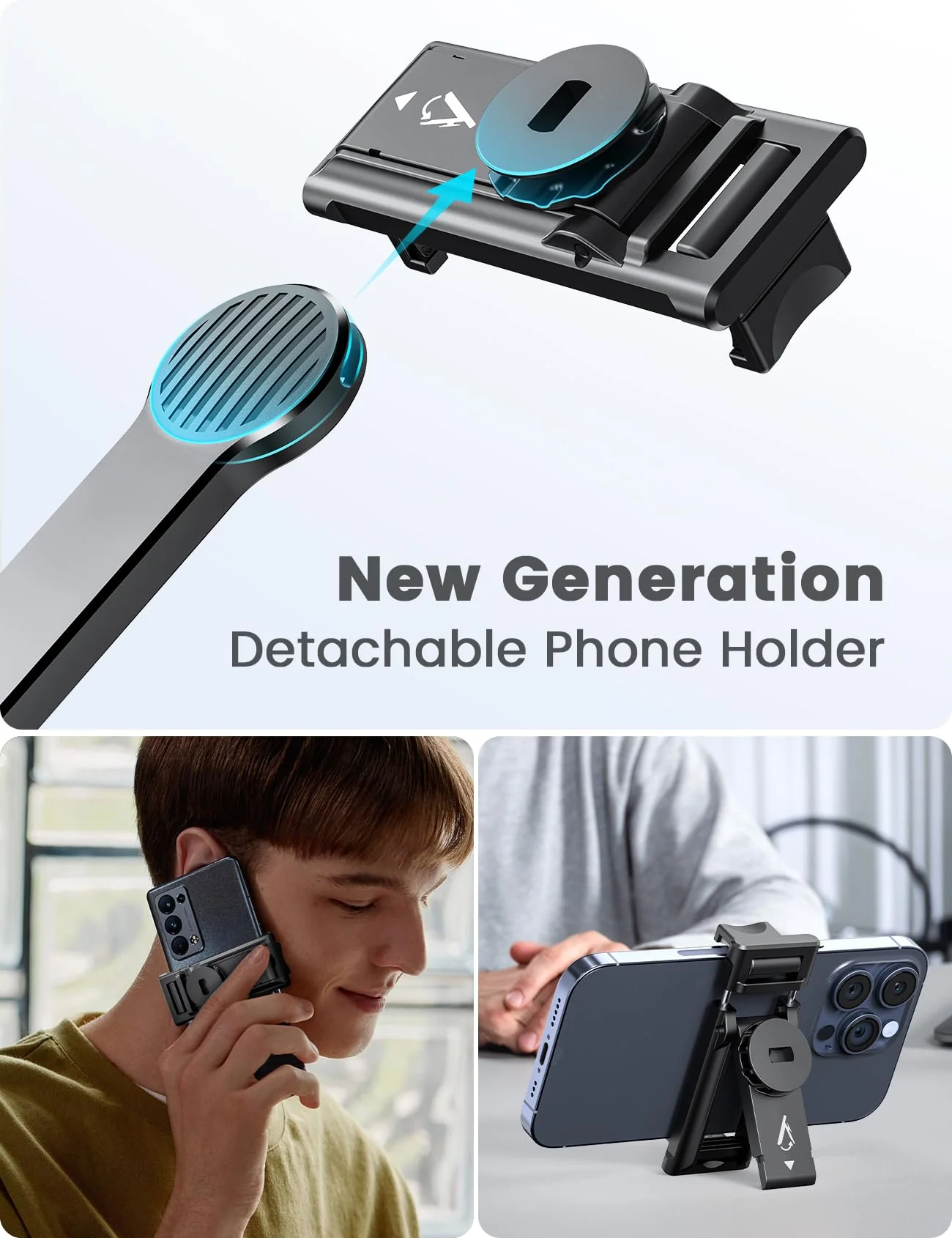 Selfie Stick Tripod with Detachable Phone Holder, 41.7" Extendable Phone Tripod with Remote, 360° Rotatable Tripod Stand for iPhone, Samsung, and Android Smartphones (Black) Black - Image 3