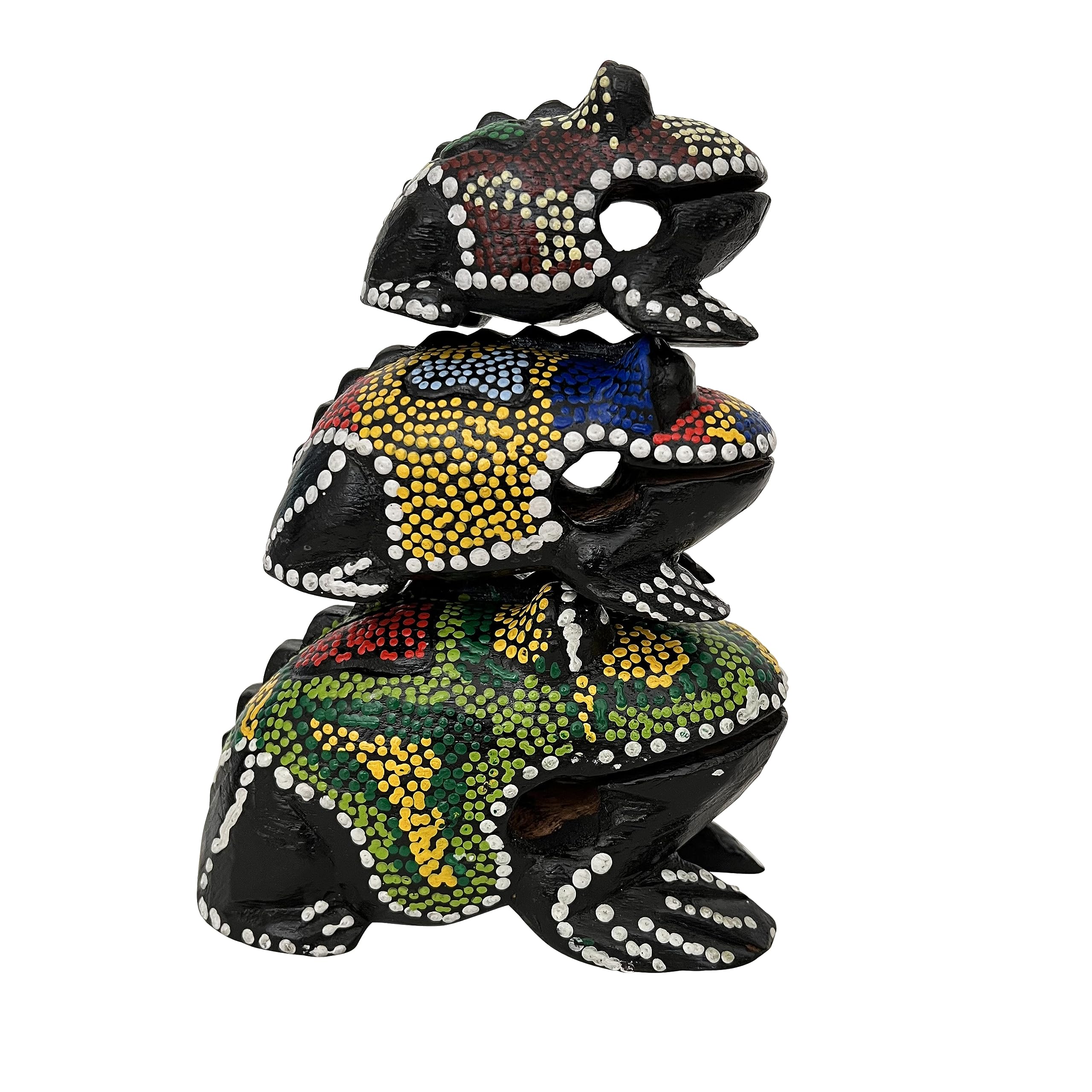 Set of 3 Hand Painted Wooden Frog Guiro Rasps - Percussion Instrument Tone Blocks FRX3P1