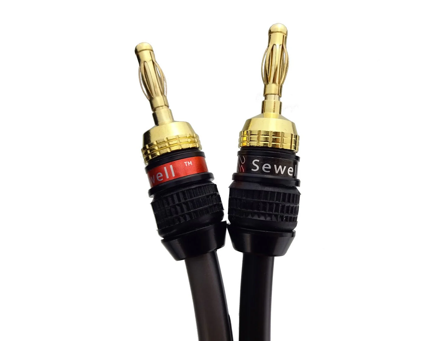 Sewell Deadbolt Terminated Speaker Wire, 3 ft, 259 Strand, 12 AWG Pure Copper, OFC, Deadbolt Banana Plugs SW-32980-3 3 Feet Deadbolt Speaker Wire