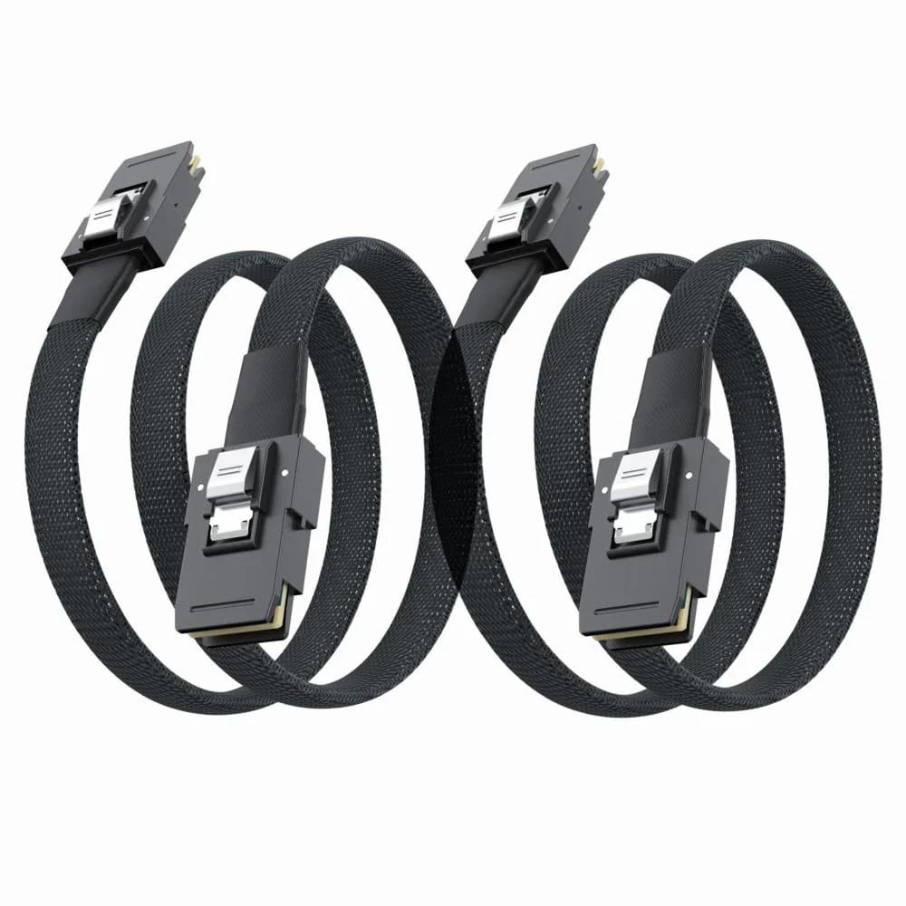 SFF-8087 to SFF-8087 6G Internal Mini SAS Cable, Compatible with PCI Express Controller or RAID, 100-Ohm, 1-m(3.3ft), 2 Pack Straight 1m