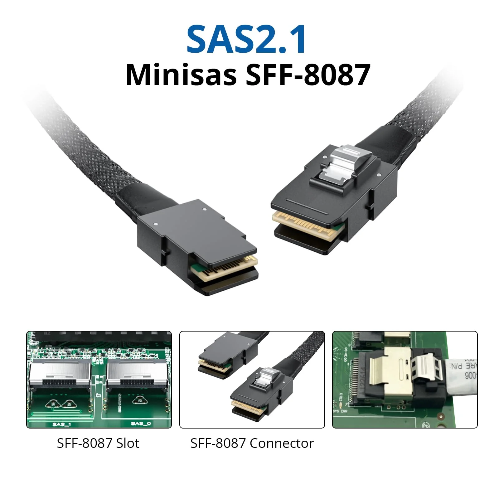 SFF-8087 to SFF-8087 6G Internal Mini SAS Cable, Compatible with PCI Express Controller or RAID, 100-Ohm, 1-m(3.3ft), 2 Pack Straight 1m - Image 3
