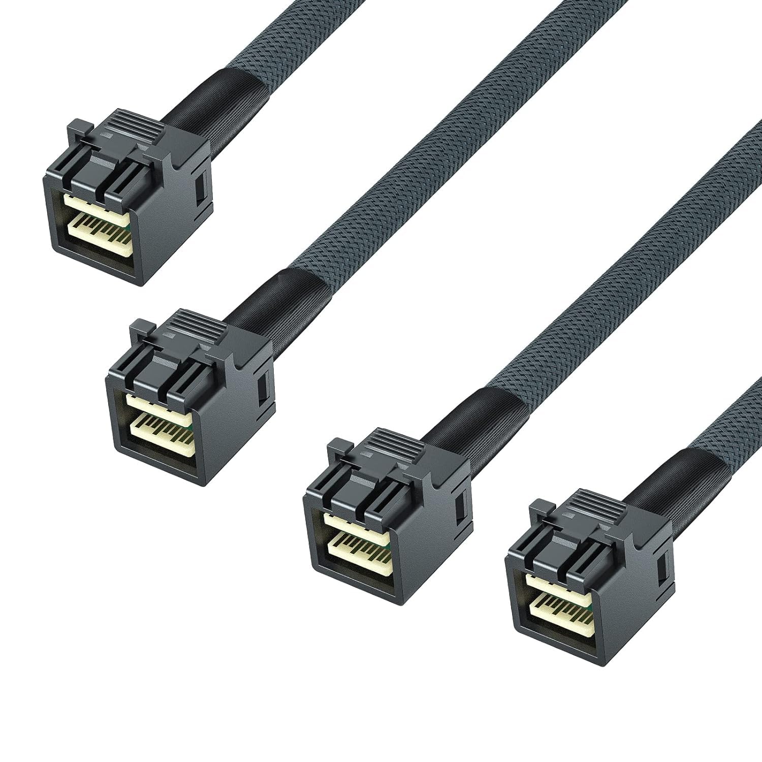 SFF-8643 to SFF-8643 12G Internal Mini SAS HD Cable, with Sideband, Compatible with RAID or PCI Express Controller, 100-Ohm, 0.75~0.8m(2.46~2.62ft), 2 Pack Straight