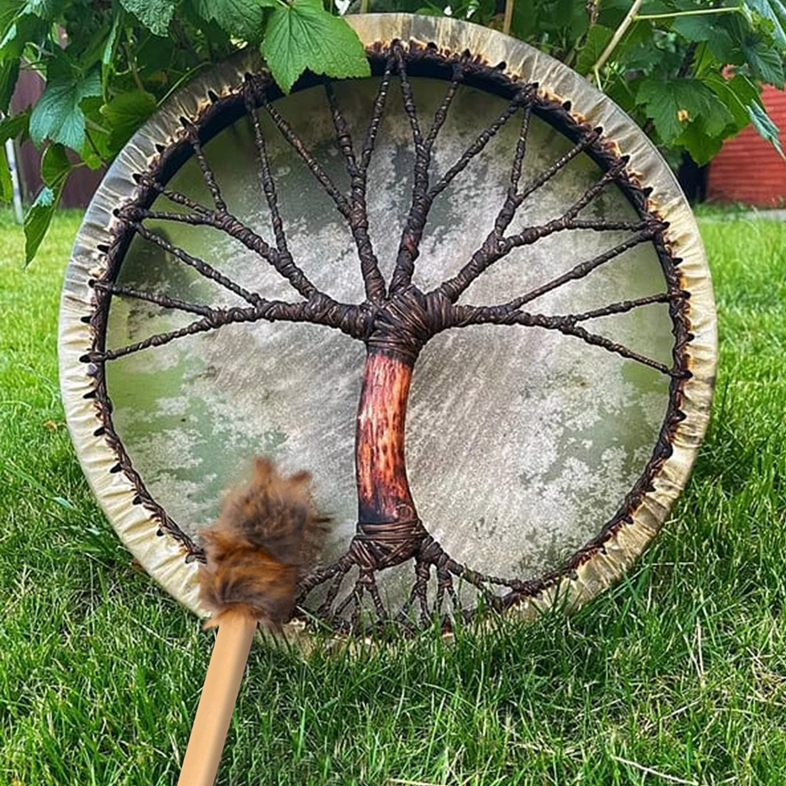 Shaman Drum 10 Inch Handmade Shamanic Drum Hand Drum With Drum Stick Tree of Life Sound Healing Tool For Spiritual Music, Reflection Meditation(Tree of Life) - Image 3