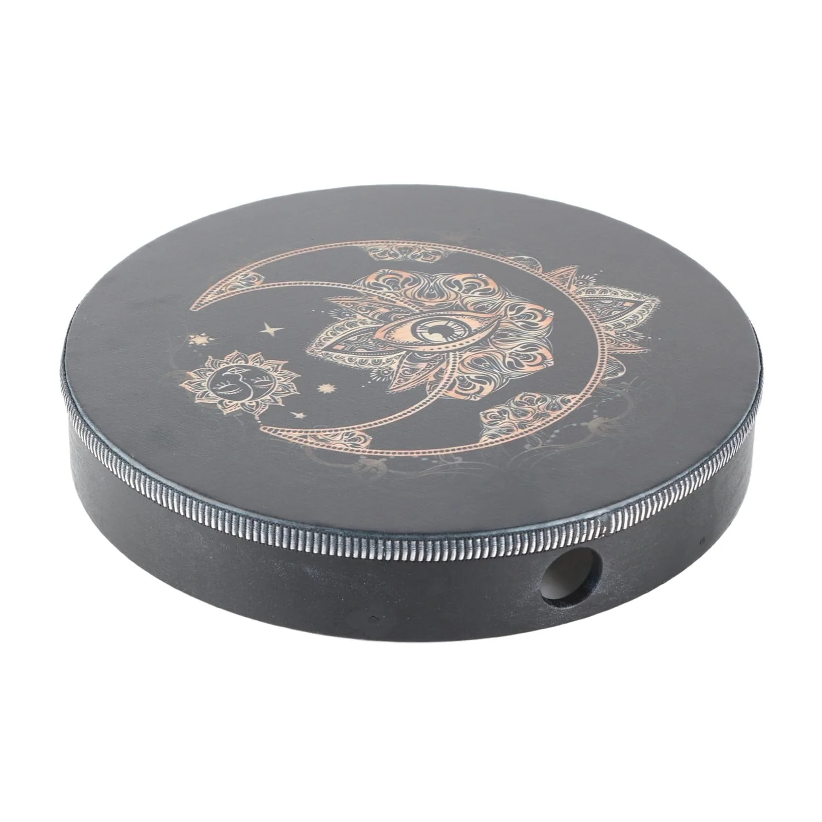 Shaman Drum 10 Inch Wood Frame Drum with Drum Stick Vegetarian Shaman Hand Drum Sound Healing Tool For Spiritual Music, Reflection(Black) - Image 8