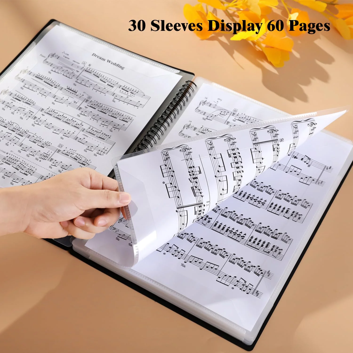 Sheet Music Folder, 60 Pages Capacity, Sheet Music Binder/Holder, Spiral Binder Organizer for Sheet Music Storage, Fits Letter Size 8.5 x 11 in/ A4, Writable & Detachable Choir Folder (Black) - Image 2
