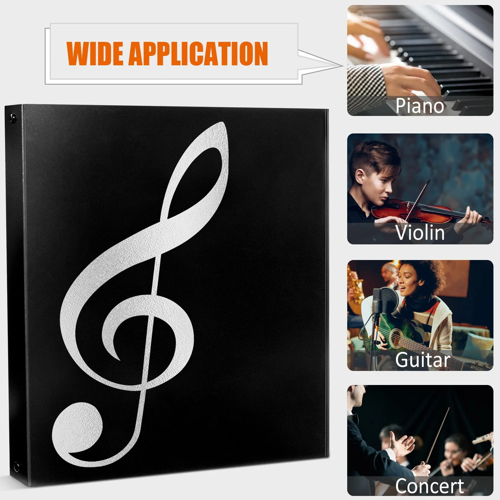 Sheet Music Folder, 8.5 × 11 Music Binder, 4 Page Expand, 52 Pages Capacity, Writable Choir Folder, Black - Image 6