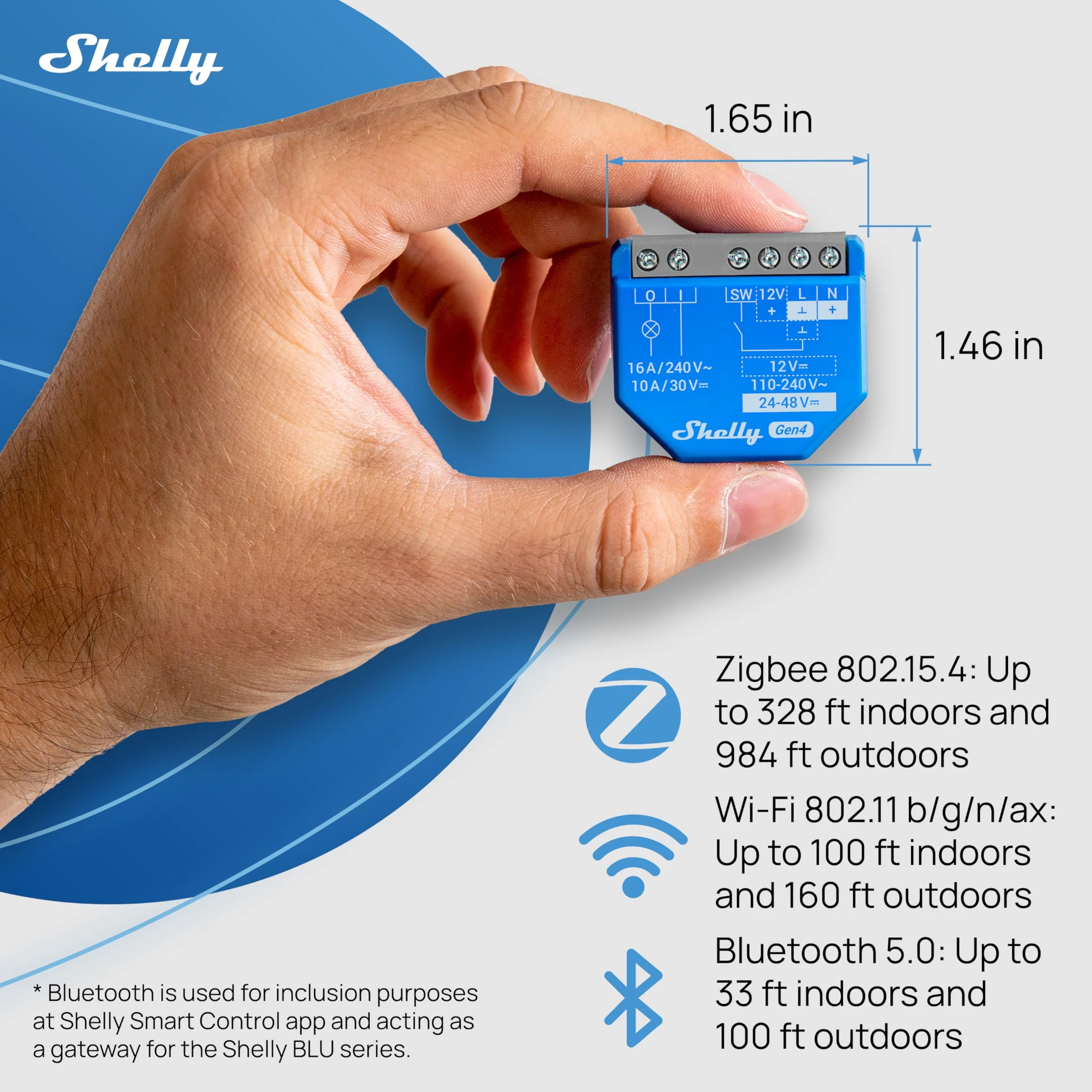 Shelly 1 Gen4 | Wi-Fi, Zigbee & Matter Smart Relay Switch with Dry Contacts, 1-Channel 16A | Home Automation | Alexa, SmartThings, Google Home, Apple HomeKit Compatible | Garage Door Opener - Image 2