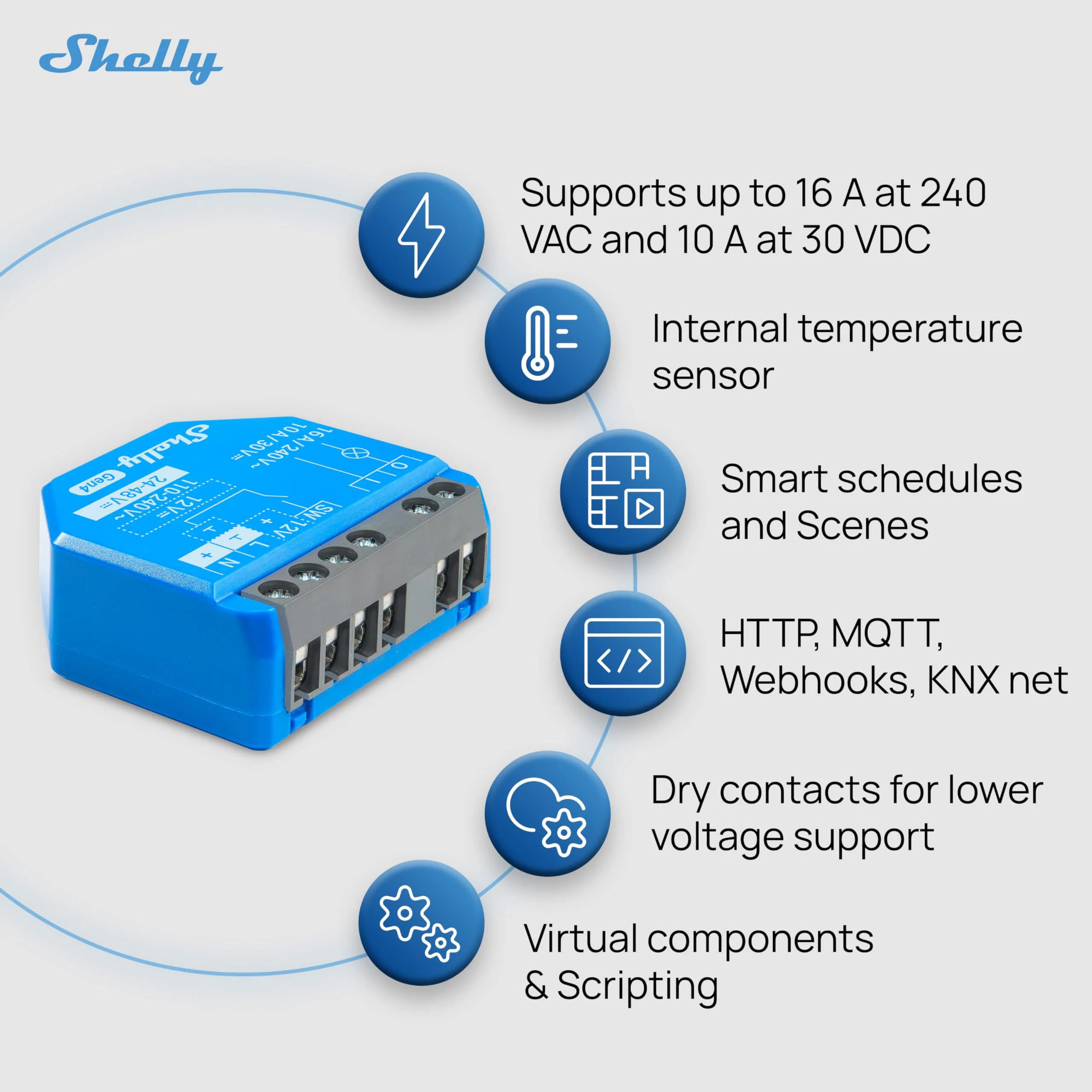 Shelly 1 Gen4 | Wi-Fi, Zigbee & Matter Smart Relay Switch with Dry Contacts, 1-Channel 16A | Home Automation | Alexa, SmartThings, Google Home, Apple HomeKit Compatible | Garage Door Opener - Image 5