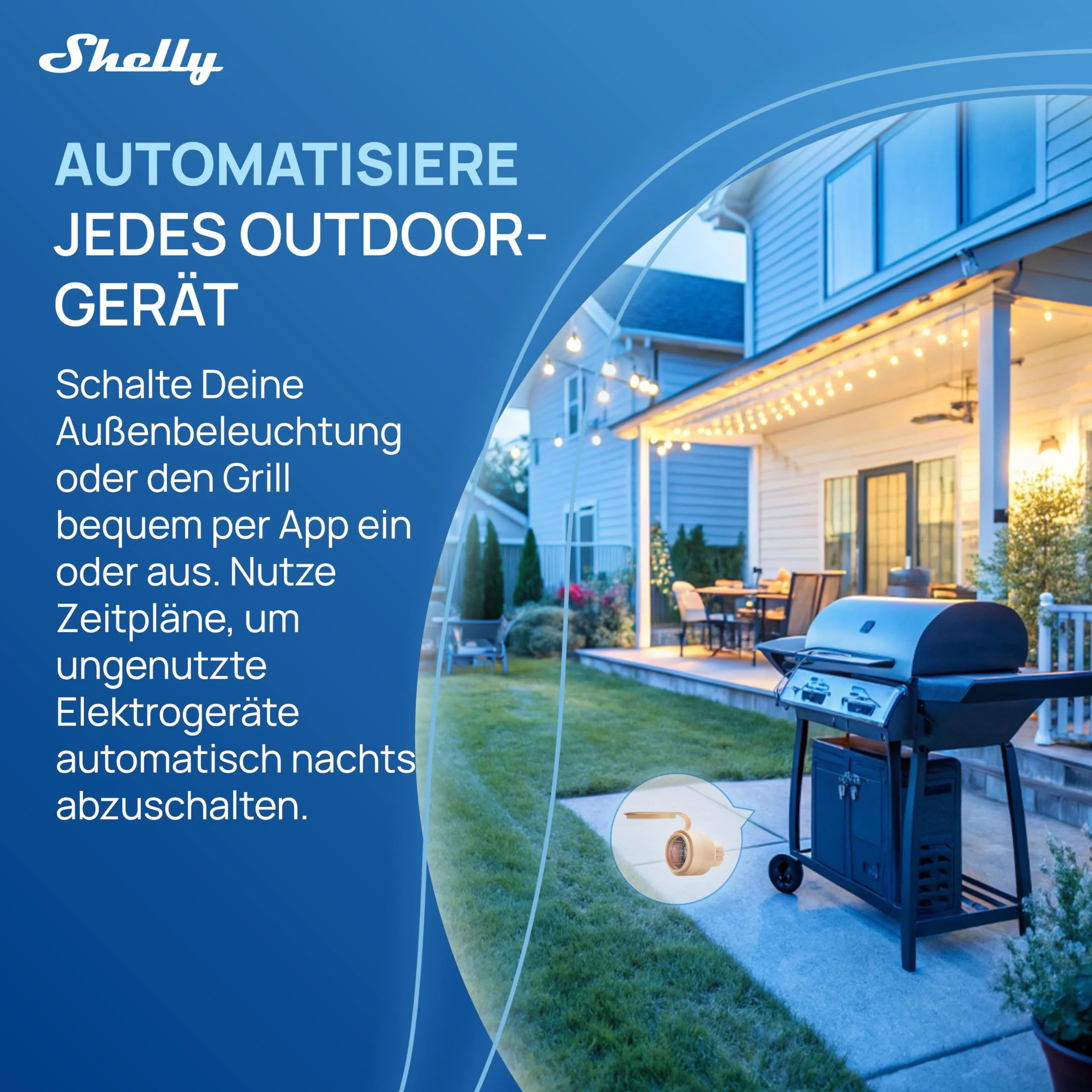 Shelly Outdoor Plug S Gen3, WiFi Smart Socket for Outdoor Use, IP44, Matter Certified, 12A, 2500W, Outdoor Lighting, Power Measurement, Outdoor Automation, Alexa, Google, Apple Homekit 1 piece - Image 4