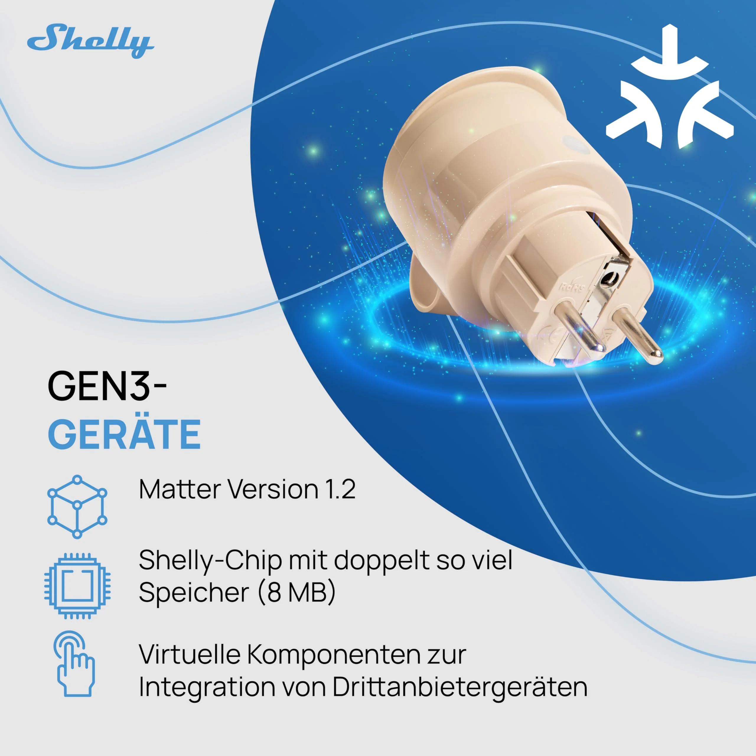 Shelly Outdoor Plug S Gen3, WiFi Smart Socket for Outdoor Use, IP44, Matter Certified, 12A, 2500W, Outdoor Lighting, Power Measurement, Outdoor Automation, Alexa, Google, Apple Homekit 1 piece - Image 7
