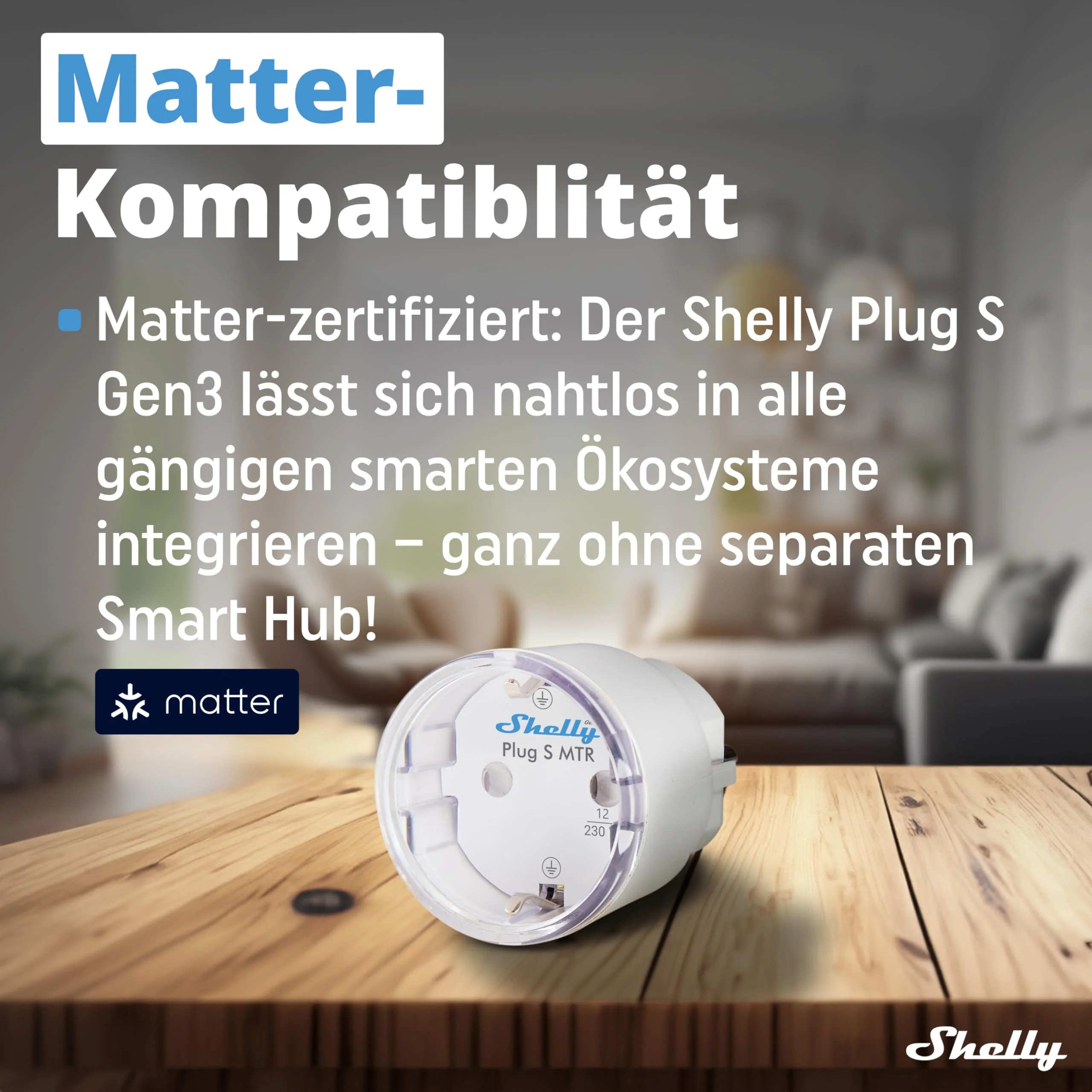 Shelly Plug S Gen3 White - WiFi Powered Smart Socket, Matter Certified, Power Measurement, 12A, 2500W, Google Home, Alexa & Apple HomeKit, No Hub Required, Device Monitoring - Image 2