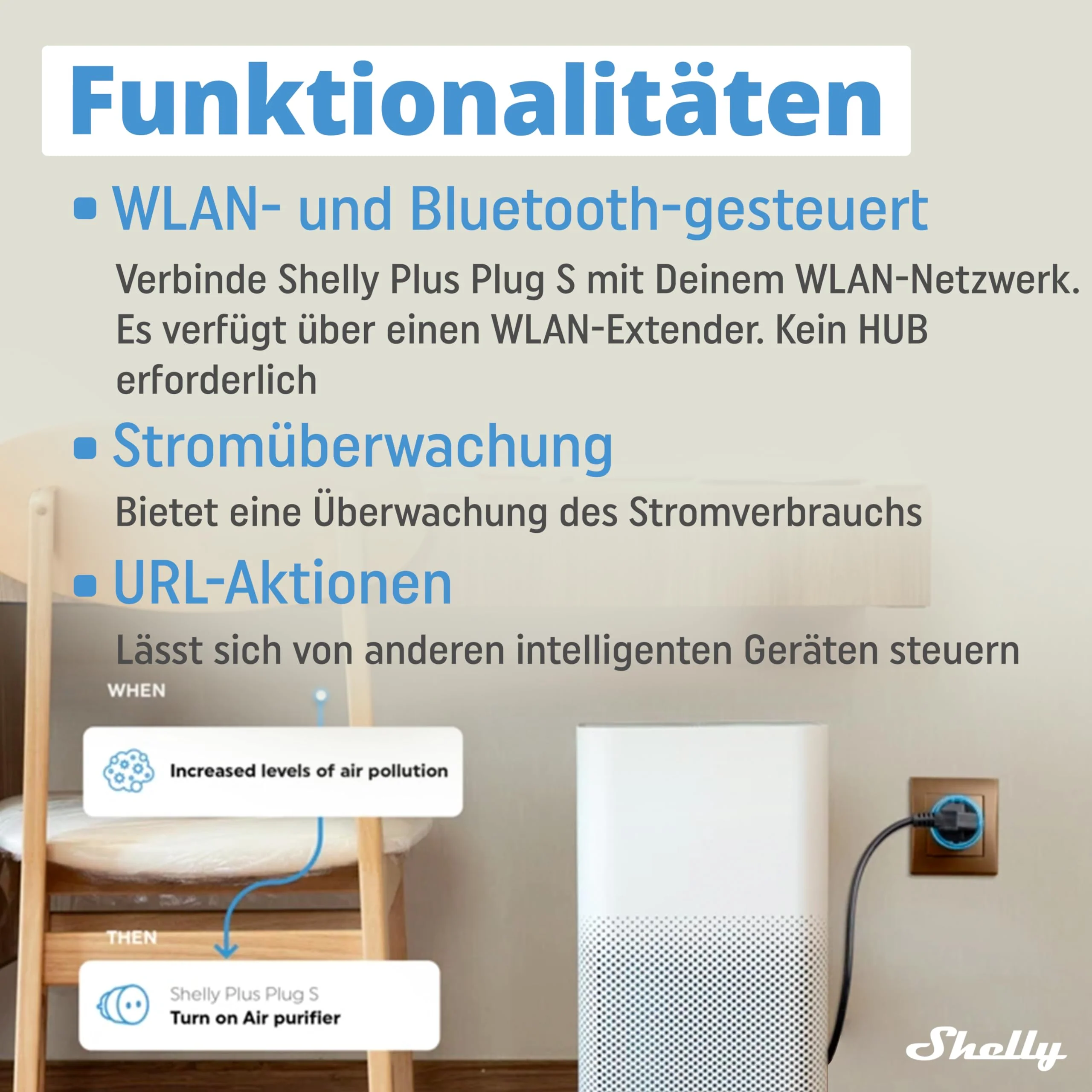 Shelly Plus Plug S - Intelligent Socket Works with Alexa & Google Home, Programmable with Voice Control, Bluetooth; Wi-Fi Device for Automating Devices, Black - Image 3