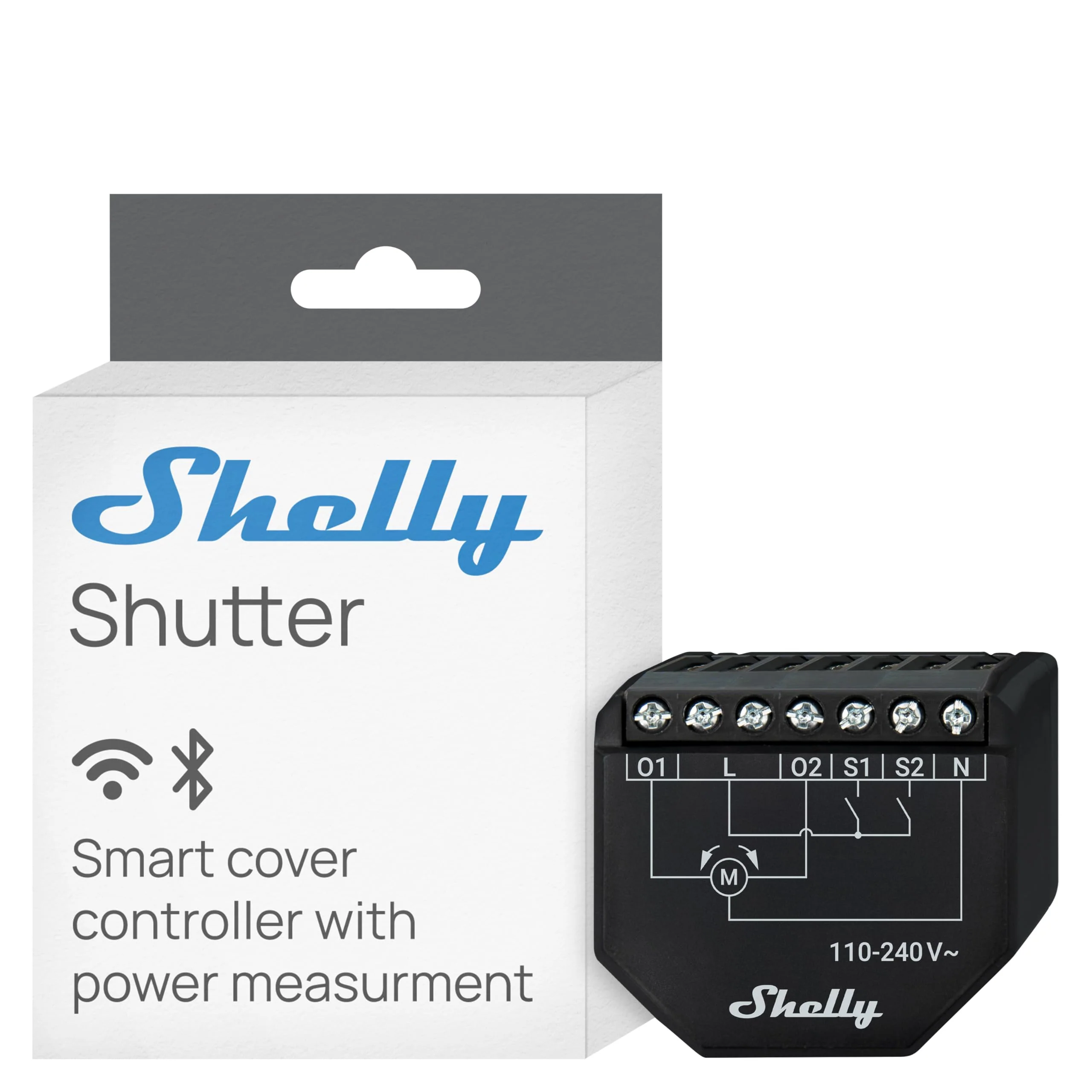 Shelly Shutter Wi-Fi Powered Smart Relay Switch, 2 Channels, 4A, Power Measurement, Roller Shutter Switch, Blinds, Home Automation, Remote Control, No Hub Required, Alexa & Google Home Shelly shutter