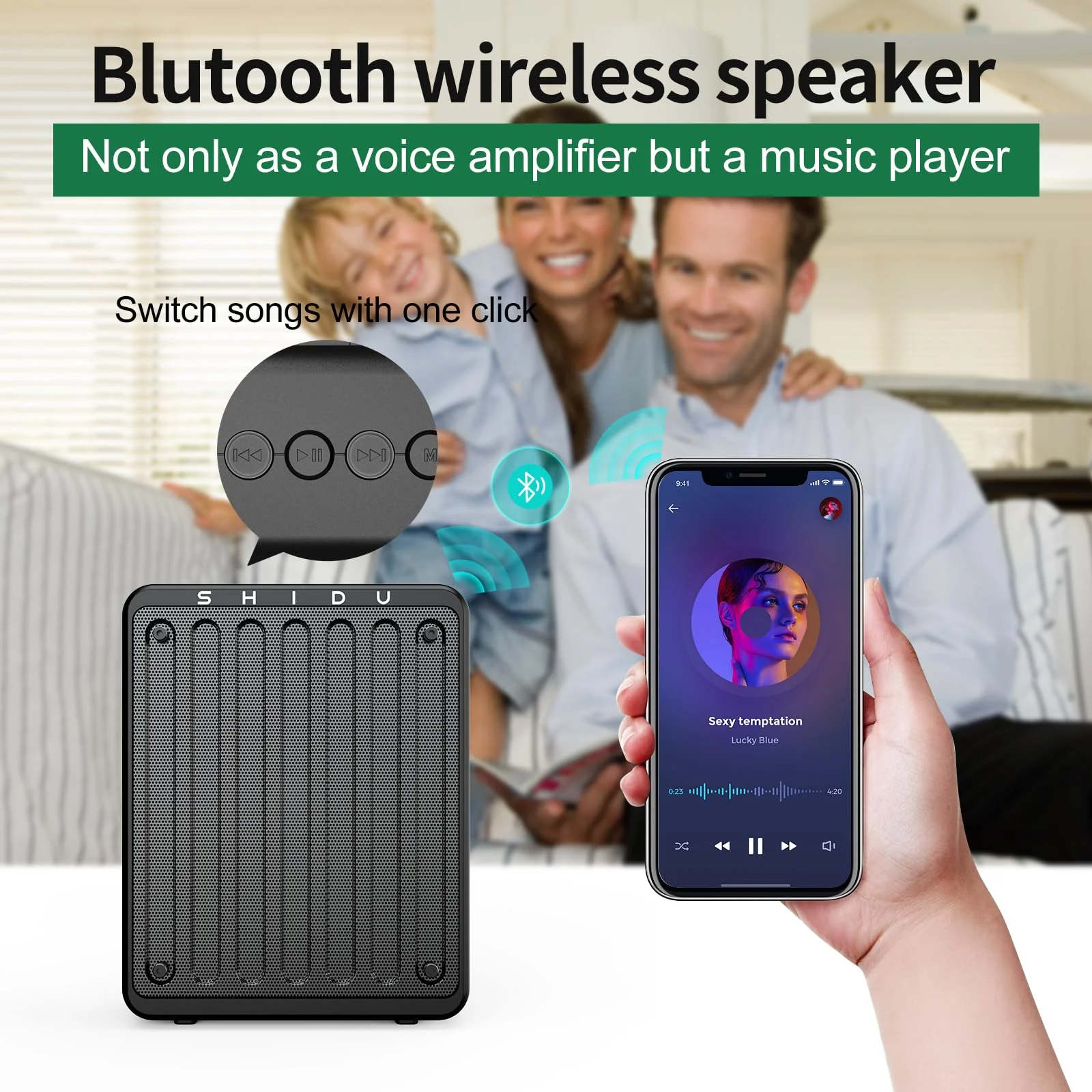 SHIDU Voice Amplifier, Voice Amplifier for Teachers, Portable Voice Amplifier with Headset Microphone, Personal Mini Voice Amplifier for Teachers Tour Guides Classroom Speaking Meetings Yoga (Black) - Image 4