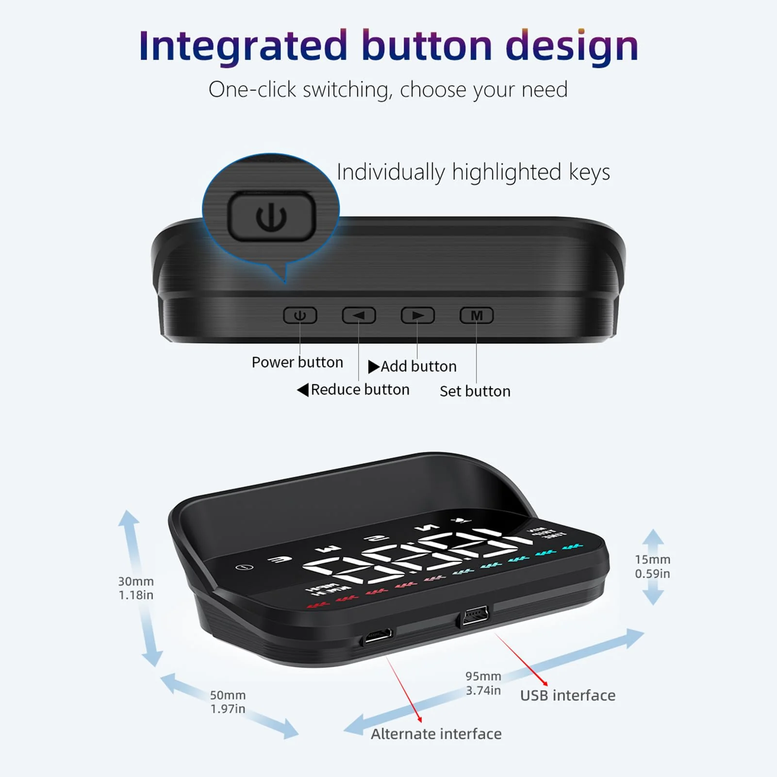 Shkalacar Heads up Display, GPS Speedometer for car, car hud Display Windshield, Direction Travel Time Distance Ambient Light Overspeed Alarm - Image 3