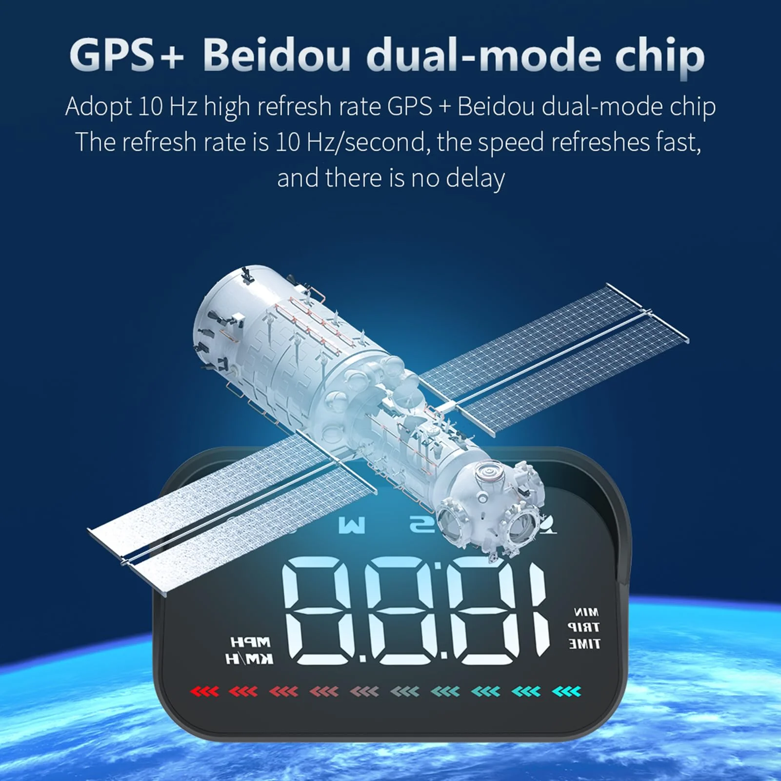 Shkalacar Heads up Display, GPS Speedometer for car, car hud Display Windshield, Direction Travel Time Distance Ambient Light Overspeed Alarm - Image 6