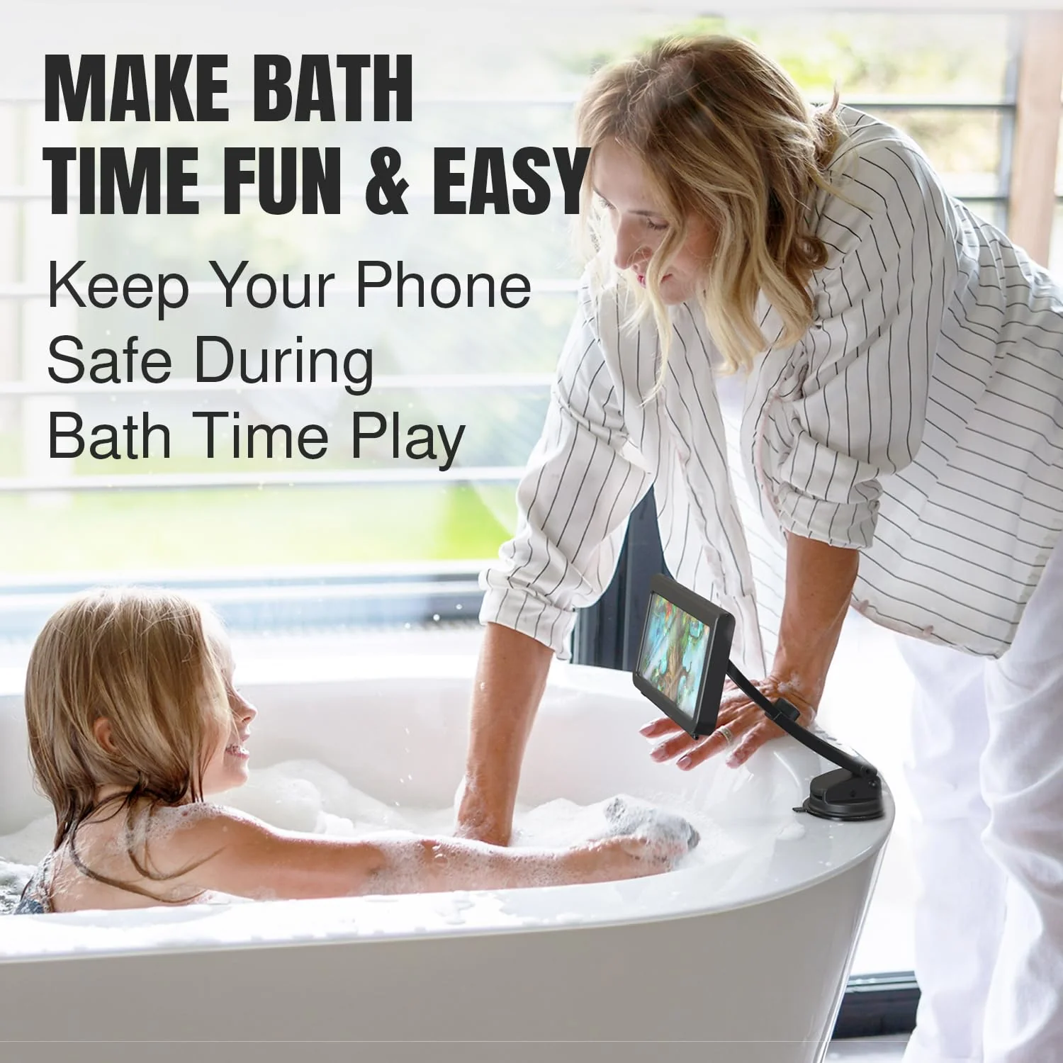 Shower Phone Holder Waterproof Phone Case Suction Cup Stand Wall Mount Anti-Fog Case for Bathroom Hot tub Accessories Bathtub Kitchen Mirror Compatible with iPhone & 4"-7" Cell Phones - Image 6