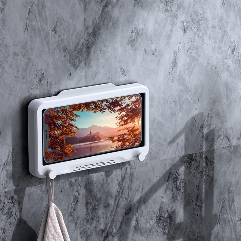 Shower Phone Holder Waterproof Shower Shower Phone Holder Bathtub Phone Holder Anti Fog Shower Phone Holder Shower Phone Shower Phone Case Bathroom Wall Mount 360 Rotate. (White) White - Image 7