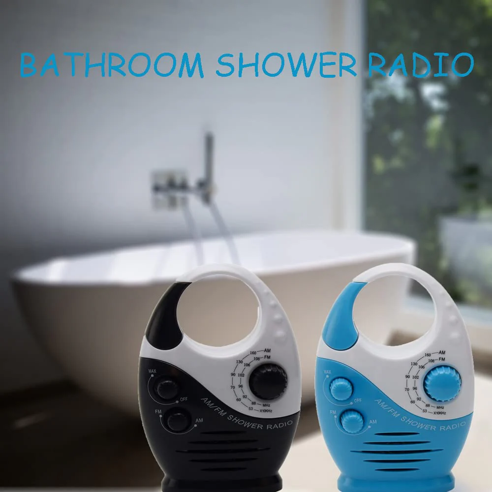 Shower Radio, Bathroom Radio AM FM, Waterproof Hanging Shower Radio Adjustable Volume black - Image 4