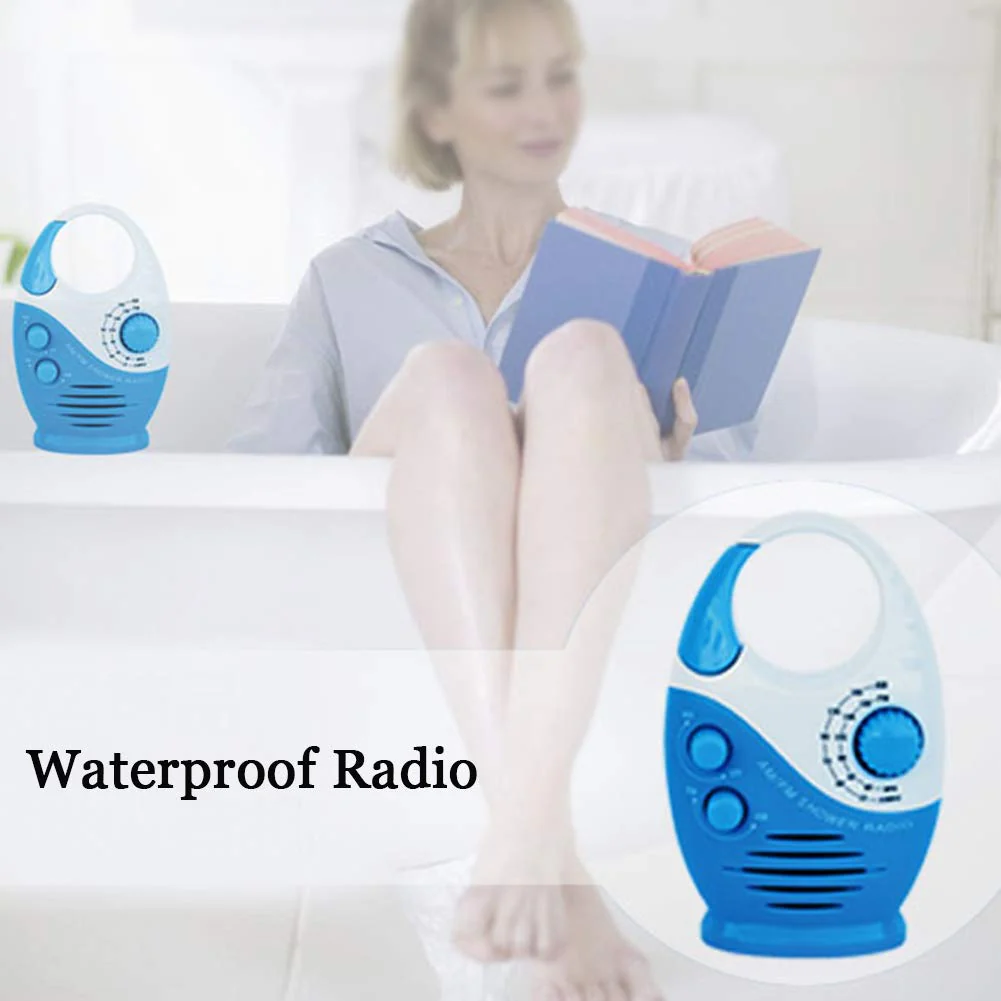 Shower Radio, Bathroom Radio AM FM, Waterproof Hanging Shower Radio Adjustable Volume blue - Image 4