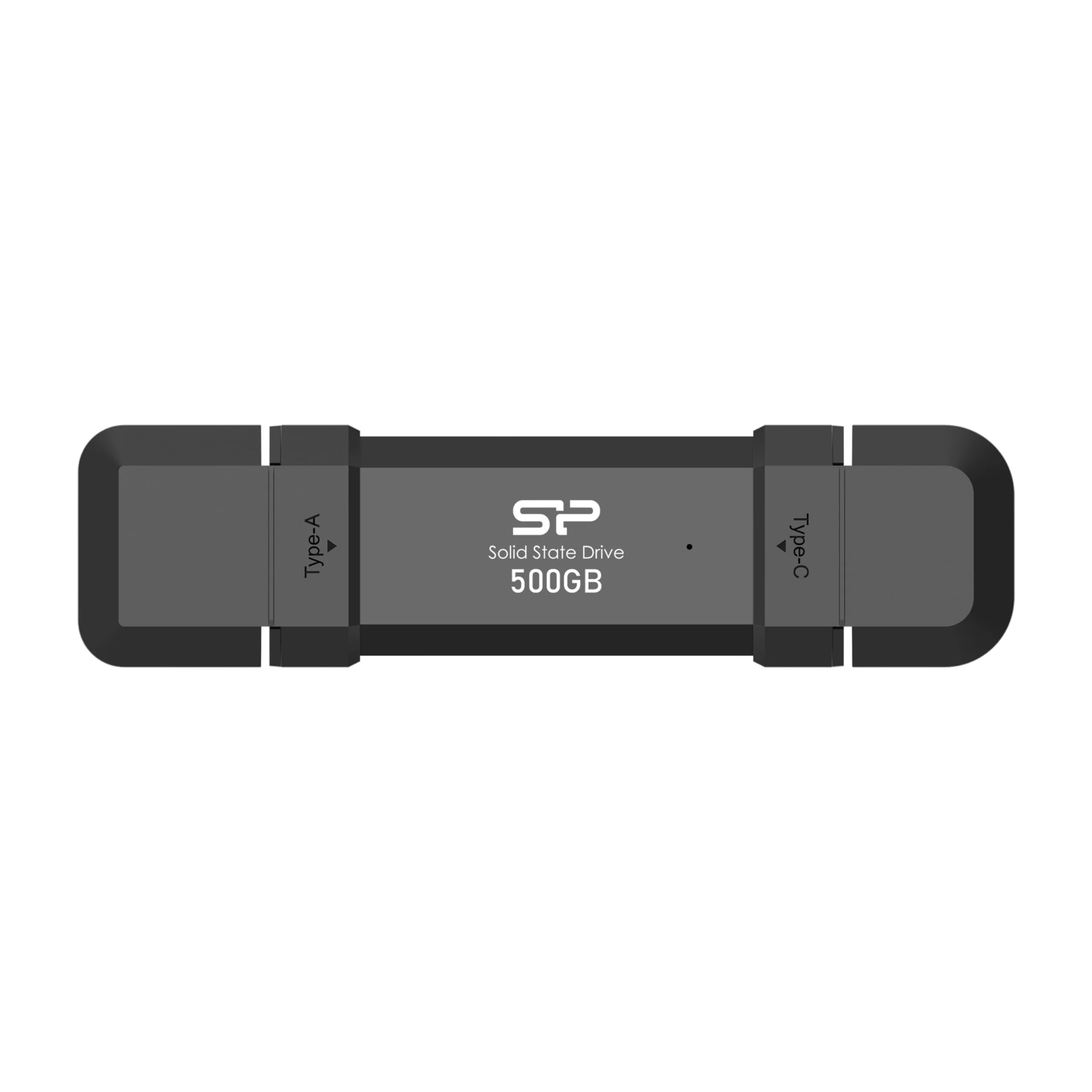 Silicon Power 500GB DS72 Portable USB 3.2 Gen 2 Type-C/Type-A SSD Solid State Drive Stick (Black)