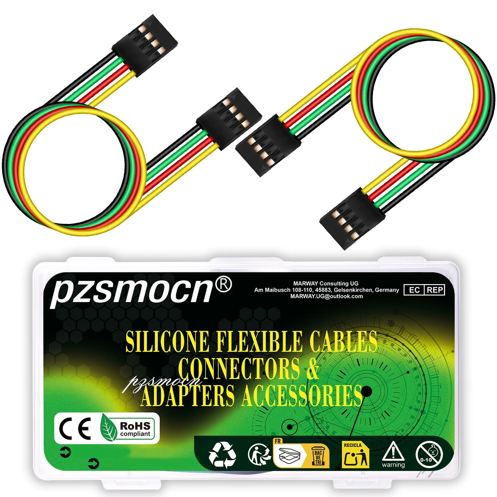 Silicone Flexible Jumper Wires Breadboard 24AWG 20cm Long 10 Sets / 60 Pcs for Dupont 2.54 mm Pitch Connector 4-Pin Black Female-Female Header Solderless Electronic Adapter Ribbon Cable Female to Female