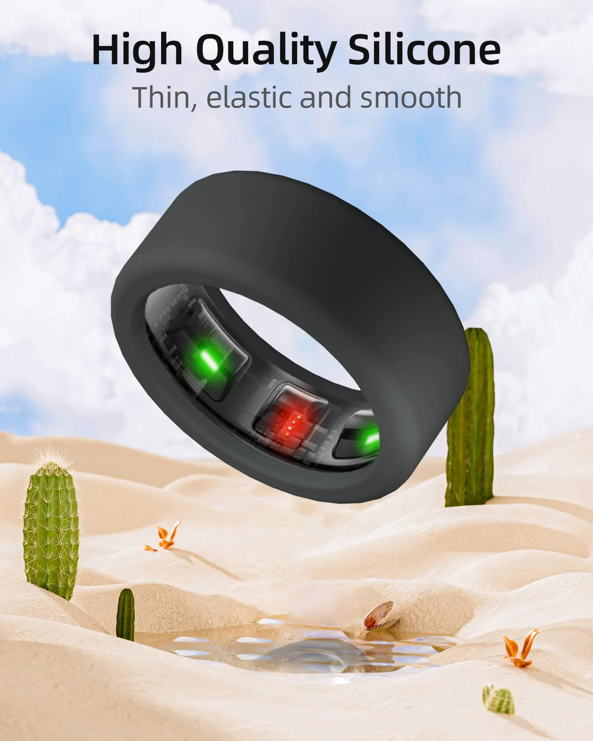 Silicone Ring Cover Compatible with Oura Ring Protector, Elastic Case for Oura Ring Gen 4/3 Working Out - Patent Protected (Black+Clear+Pink, S for 678910) Black+Clear+Pink - Image 3