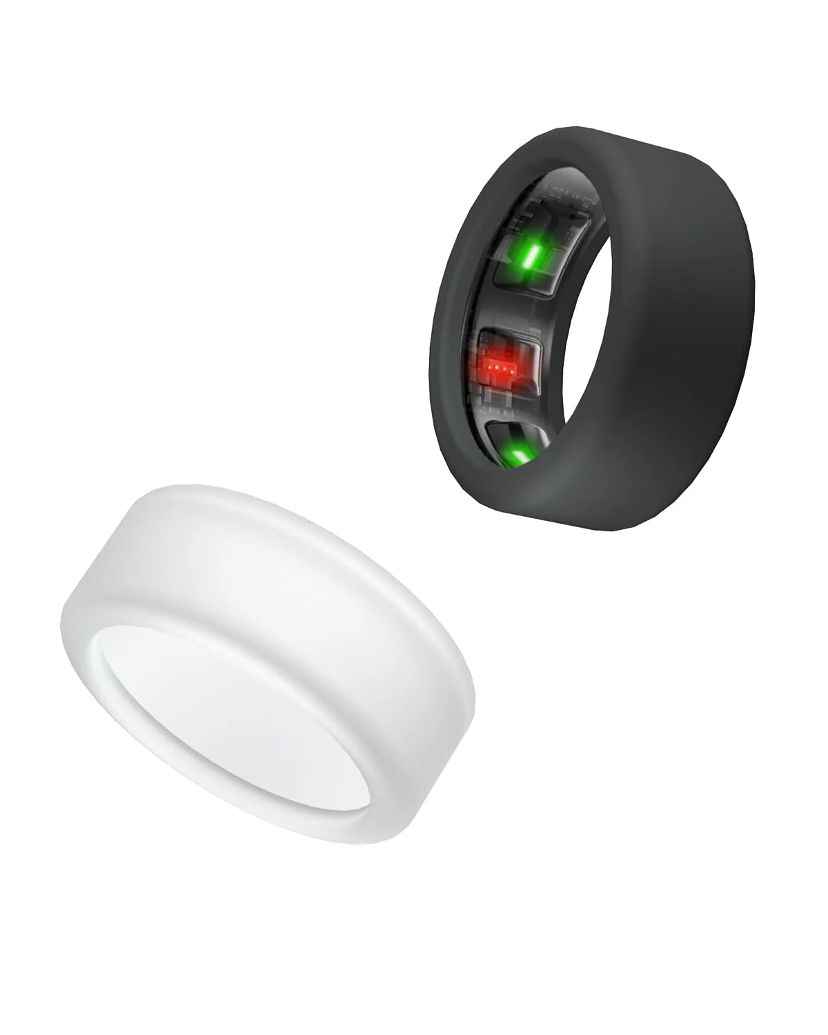 Silicone Ring Cover Compatible with Oura Ring Protector, Elastic Case for Oura Ring Gen 4/3 Working Out - Patent Protected (Black+Transparent, M for 11/12/13) Black+Transparent