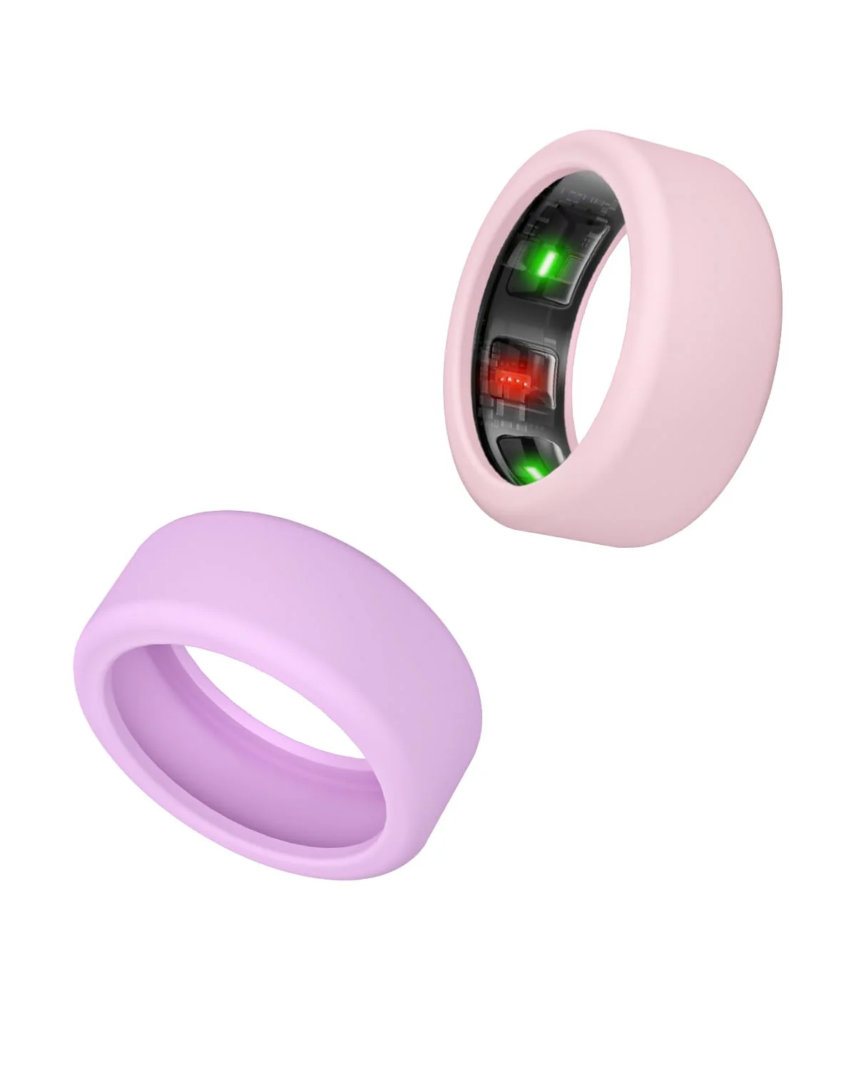 Silicone Ring Cover Compatible with Oura Ring Protector, Elastic Case for Oura Ring Gen 4/3 Working Out - Patent Protected (Pink+Purple, S for 678910) Pink+Purple