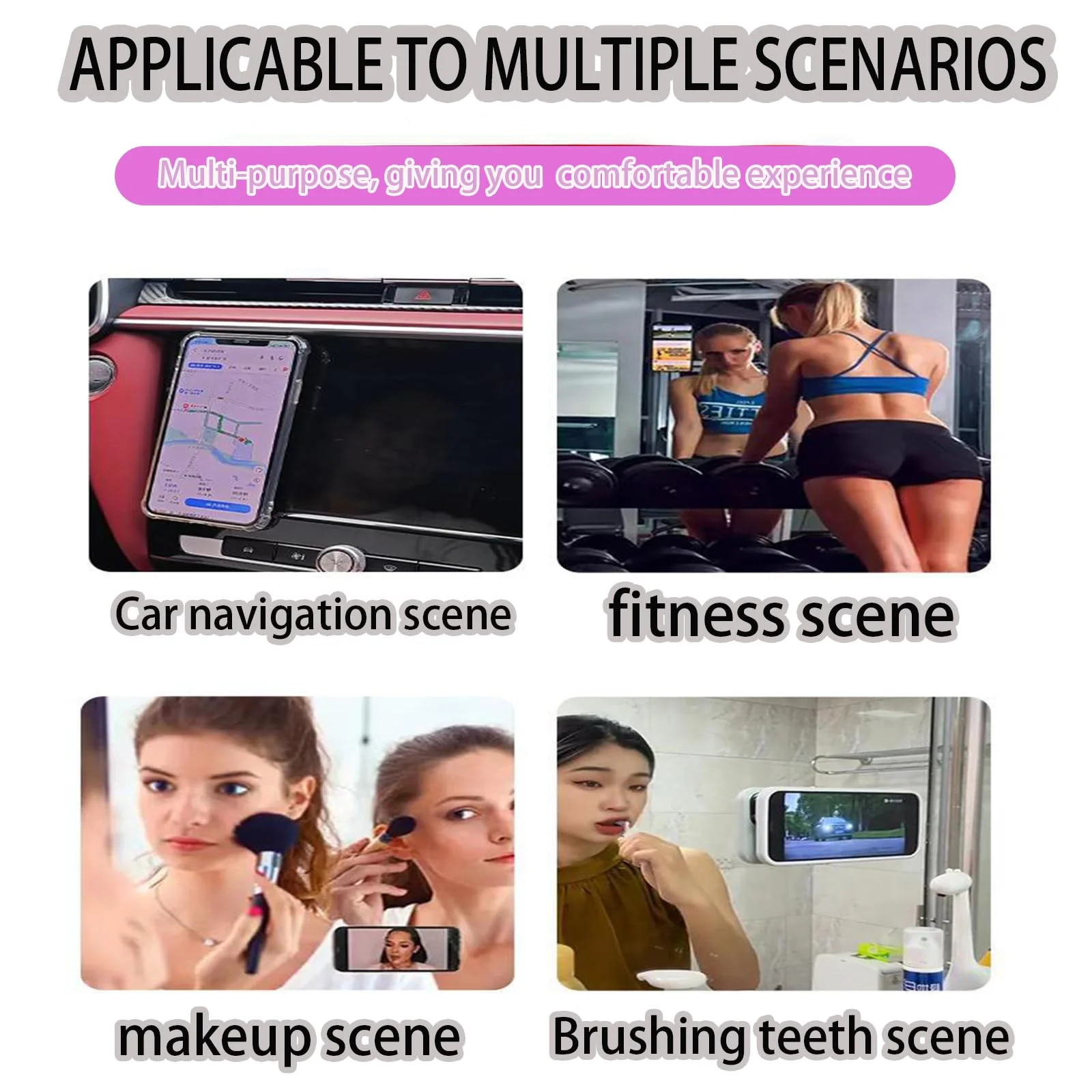 Silicone Suction Phone Case Adhesive Mount，Hands-Free Mirror Shower Phone Stand ，Multi-Purpose Suction Cup Phone Holder for iPhone and Android for Phone ，Tiktok Videos and Selfies Transparent1 - Image 6