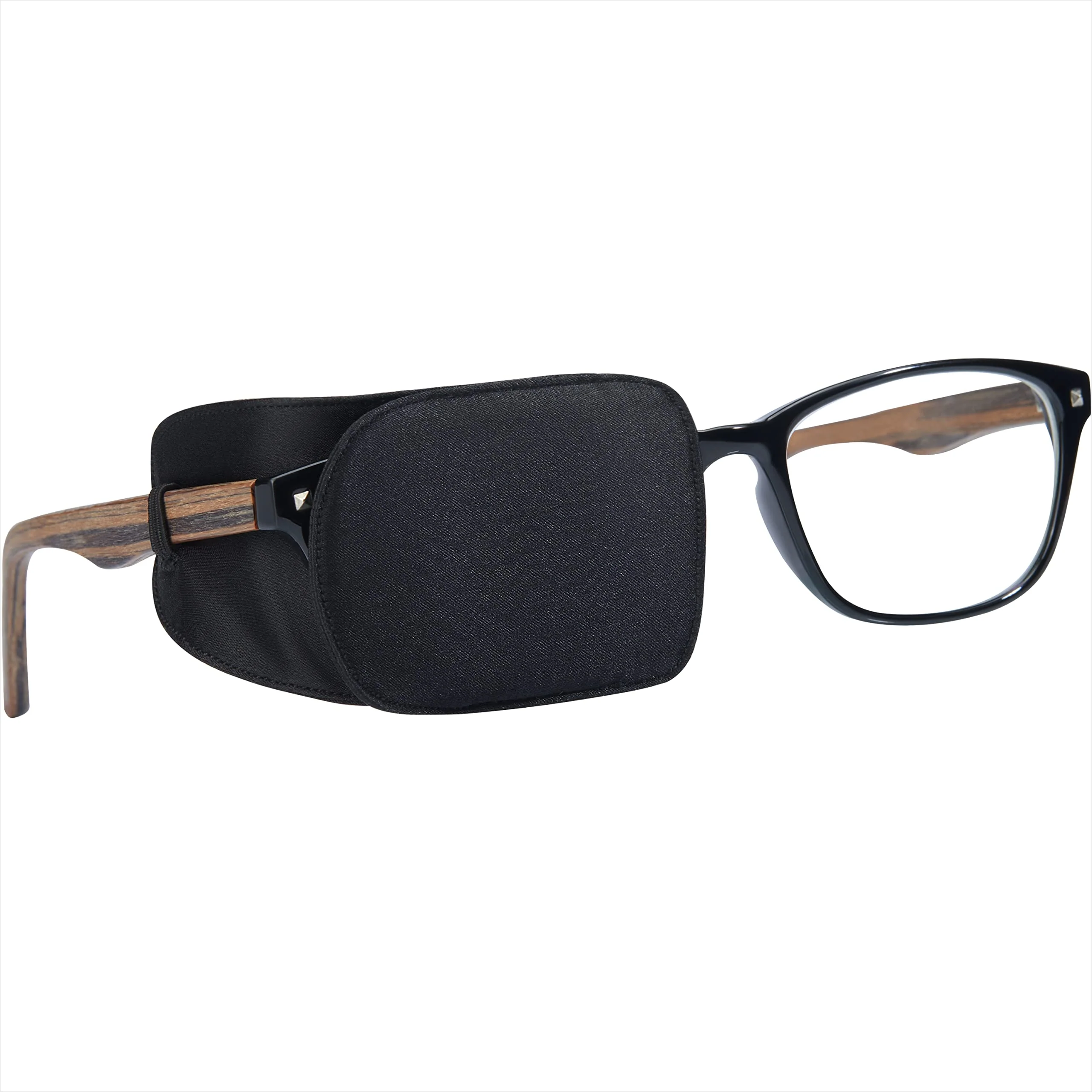 Silk Eye Patch for Adults Kids Glasses to Cover Either Eye (Medium, Black) Medium (Pack of 1) Pure Black