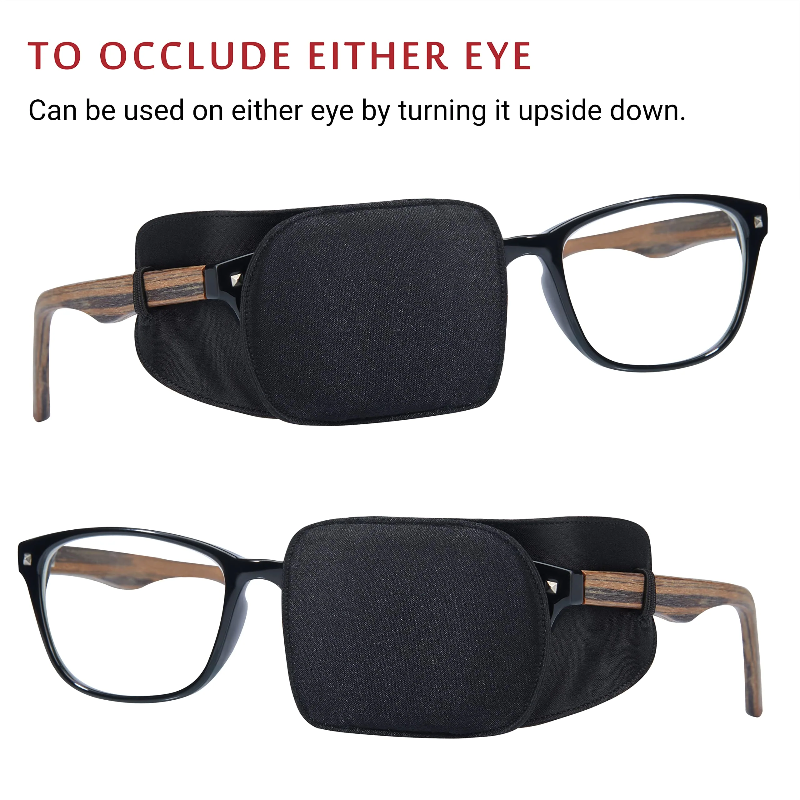 Silk Eye Patch for Adults Kids Glasses to Cover Either Eye (Medium, Black) Medium (Pack of 1) Pure Black - Image 4