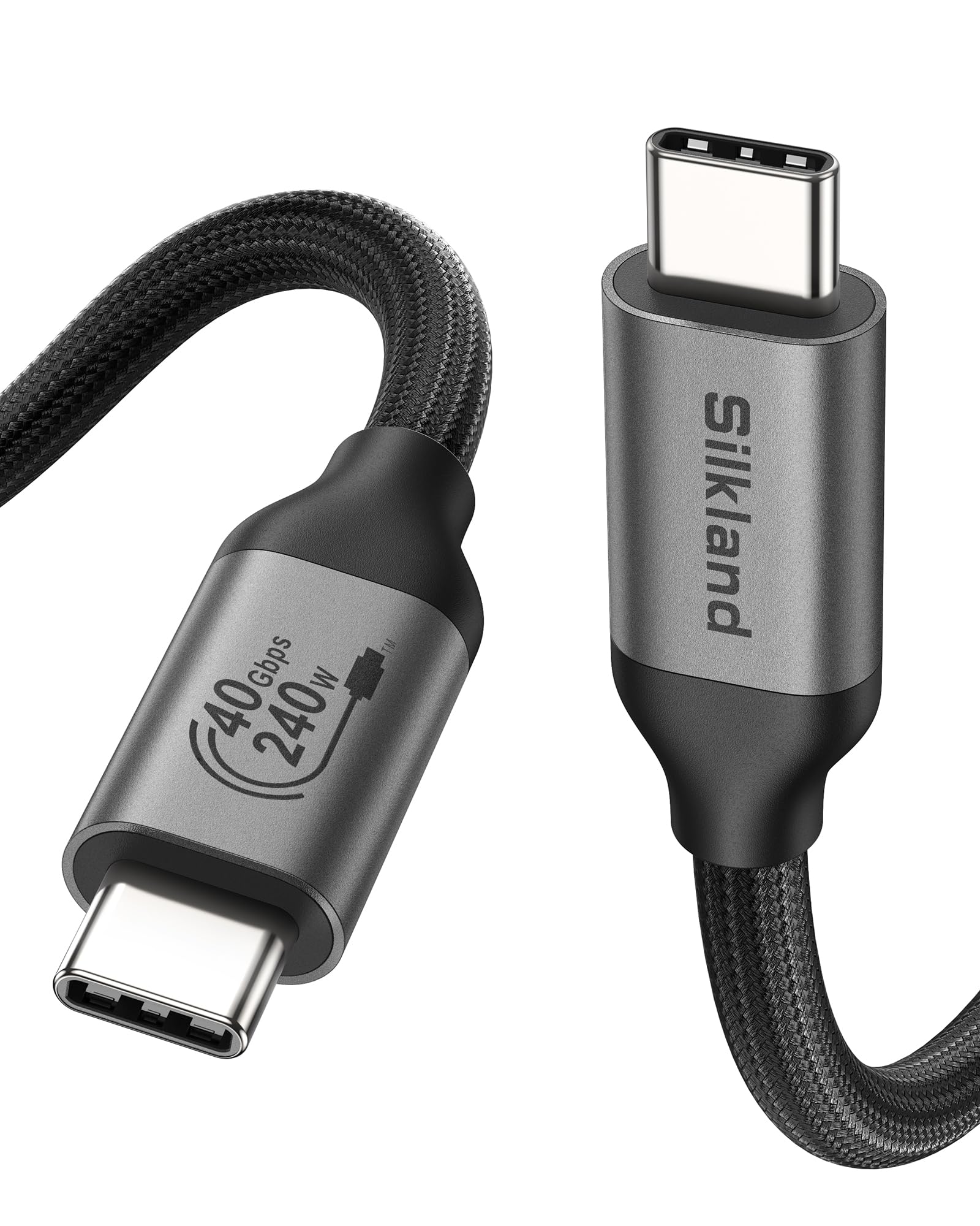 Silkland USB 4 Cable for Thunderbolt 4 Cable 6.6FT/2M, 40Gbps Data Transfer, Support 8K/5K@60Hz, 4K@144Hz, 240W, NetBraid-48 USB C Video Cable Compatible for MacBook, Portable Monitor, SSD, Docking